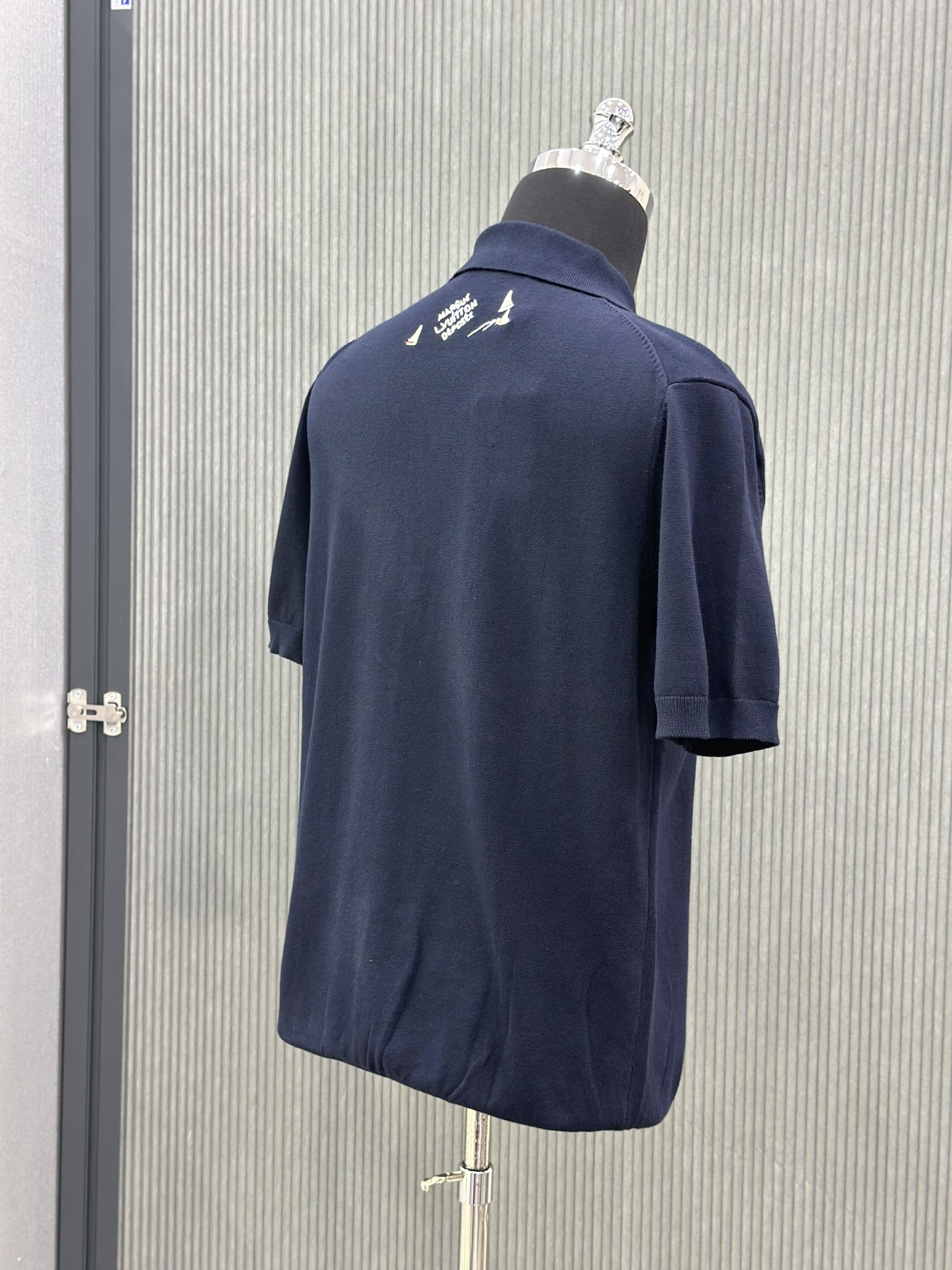 Áo polo len Louis Vuitton LV Xanh than logo du thuyền thêu Like Auth VTN