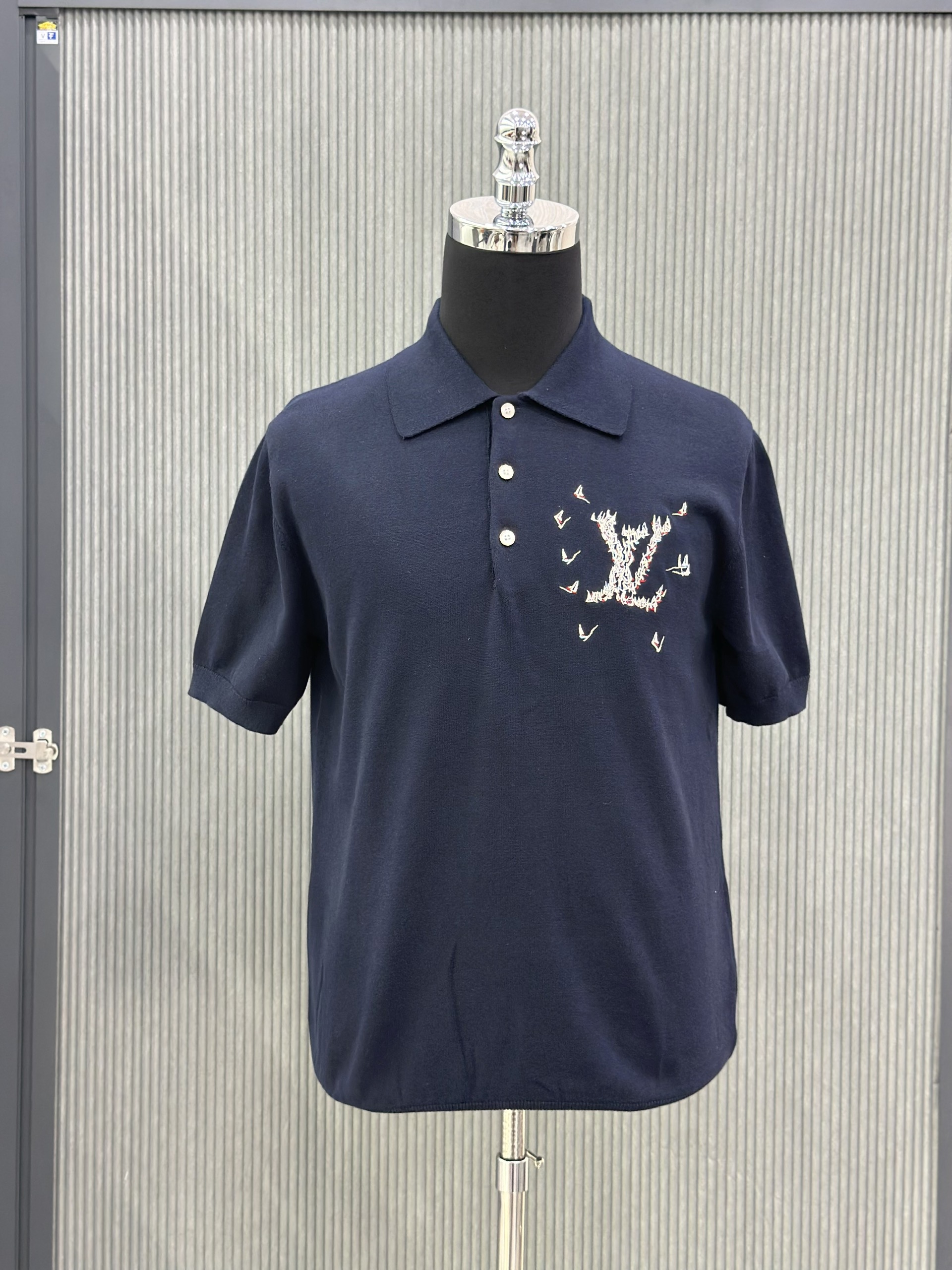 Áo polo len Louis Vuitton LV Xanh than logo du thuyền thêu Like Auth VTN