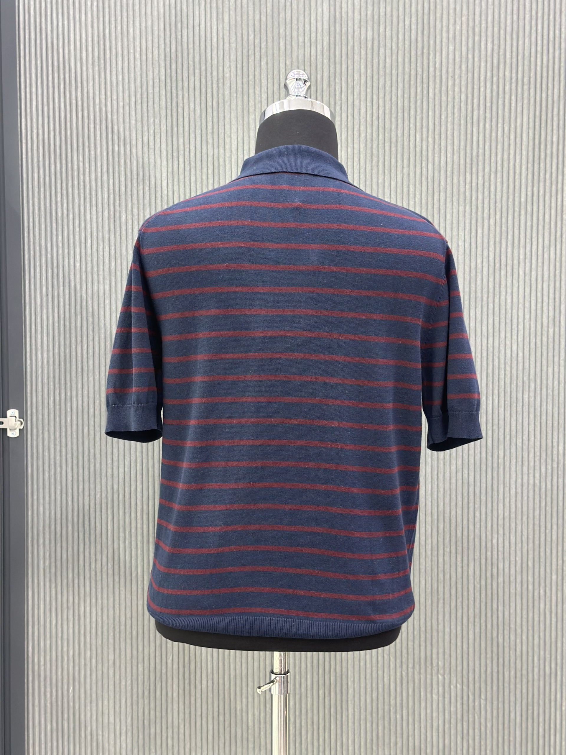 Áo polo Celine C Xanh than kẻ sọc Đỏ Like Auth VTN