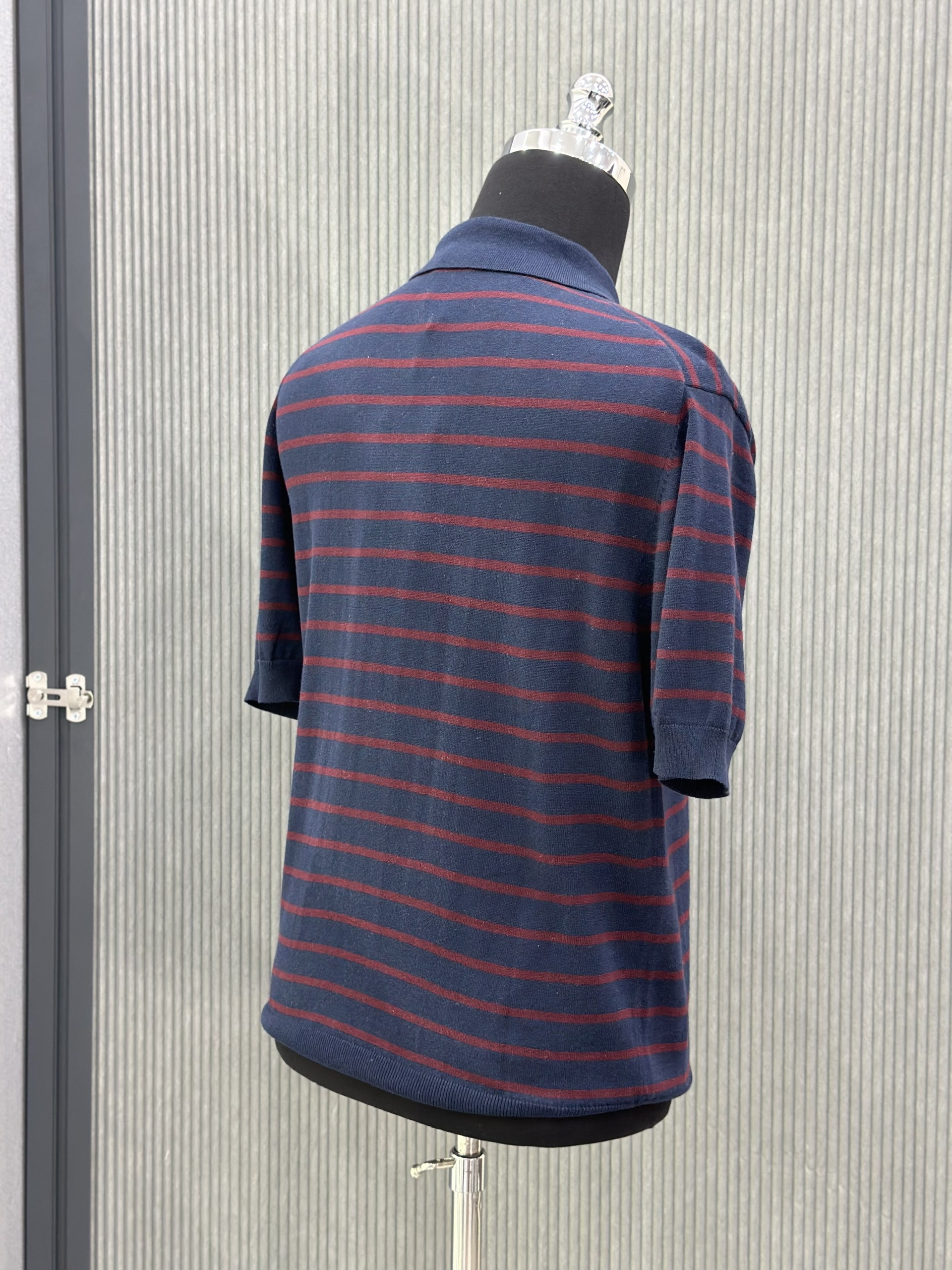 Áo polo Celine C Xanh than kẻ sọc Đỏ Like Auth VTN