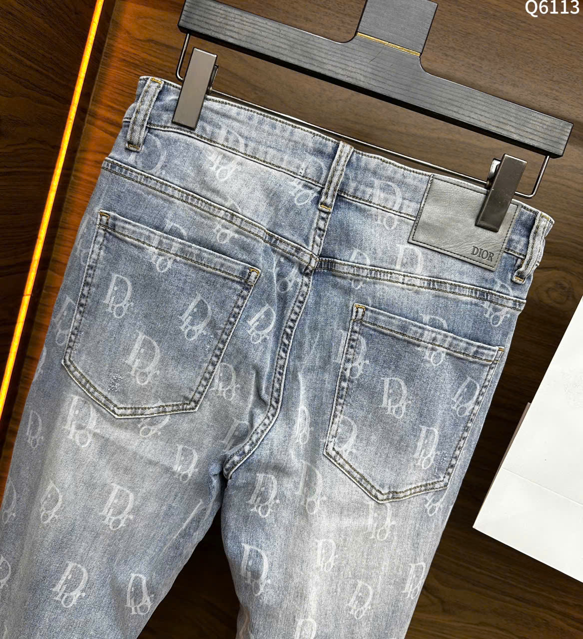 Quần jean Dior Xanh nhạt rách mài họa tiết logo Like Auth LK