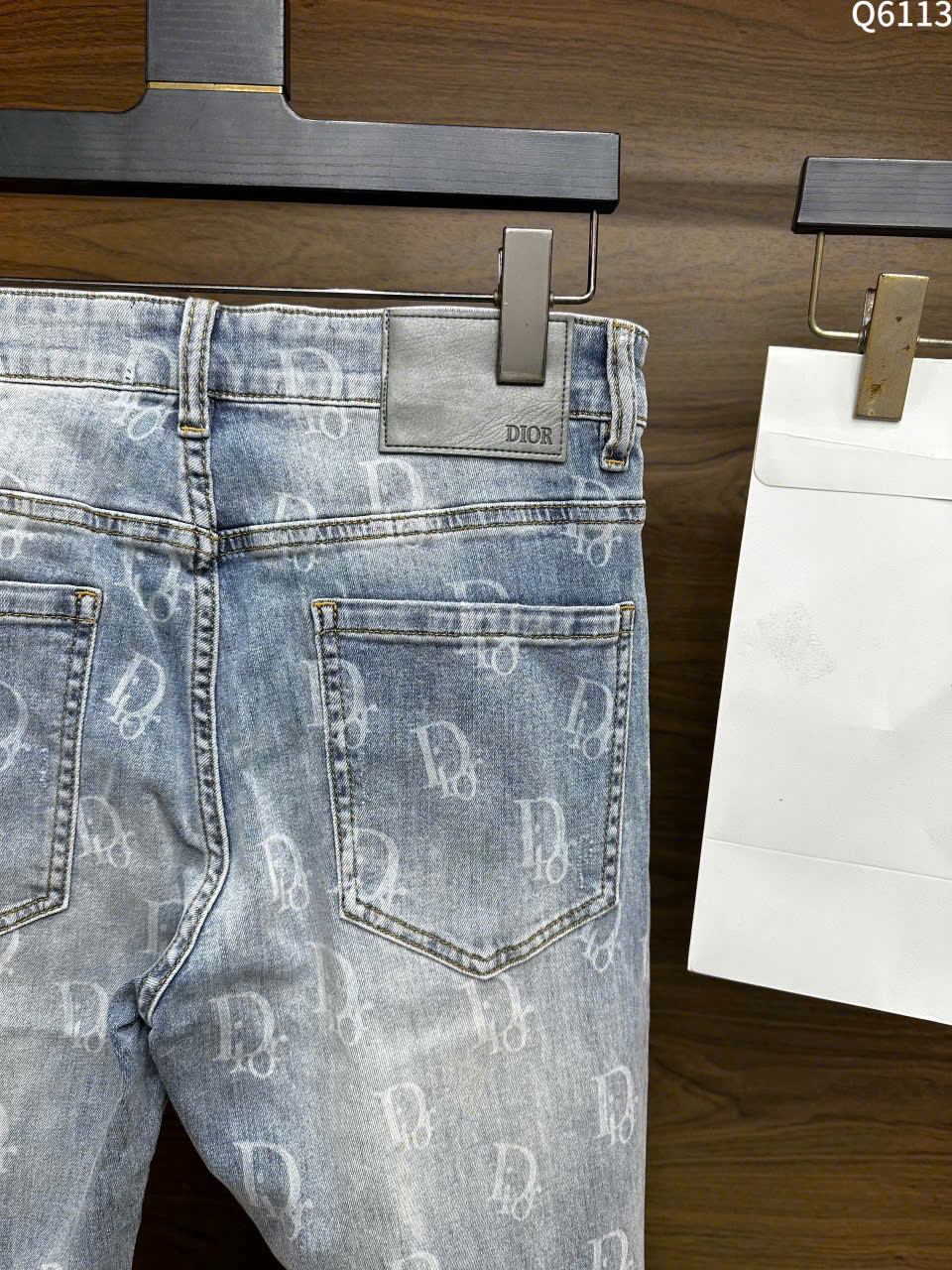 Quần jean Dior Xanh nhạt rách mài họa tiết logo Like Auth LK