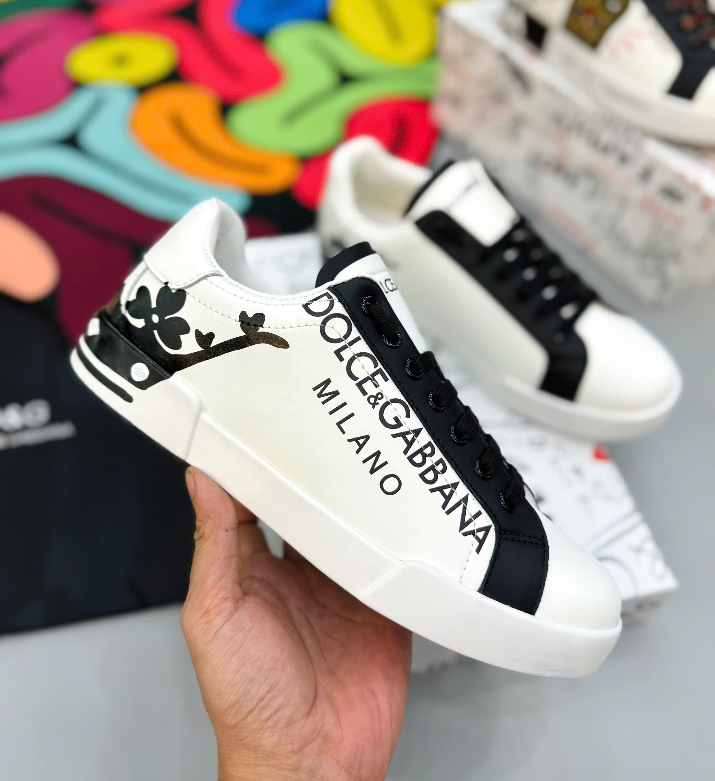 Giày sneaker Dolce Gabbana DG Milano Trắng phối Đen Like Auth fullbox MK