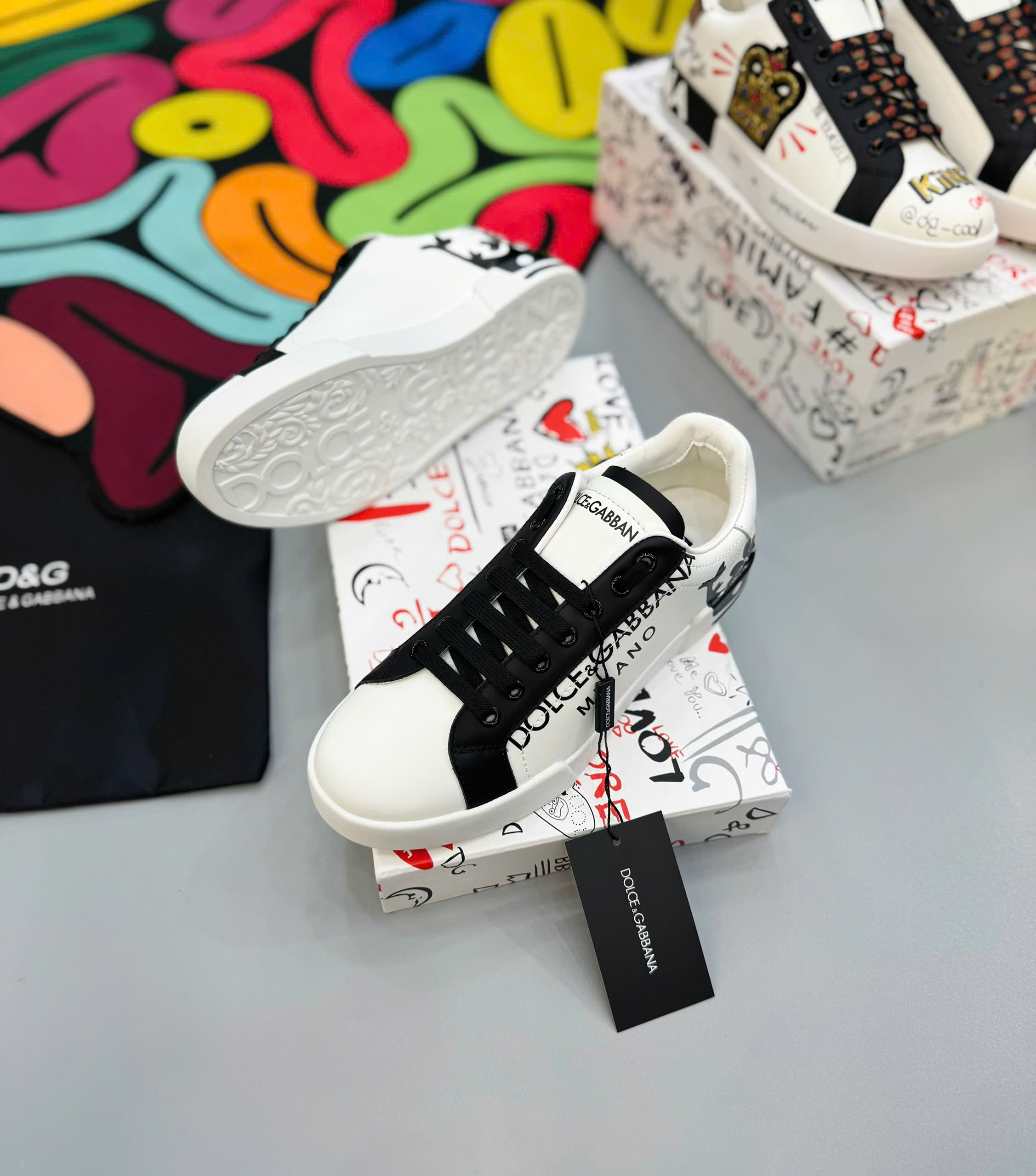 Giày sneaker Dolce Gabbana DG Milano Trắng phối Đen Like Auth fullbox MK