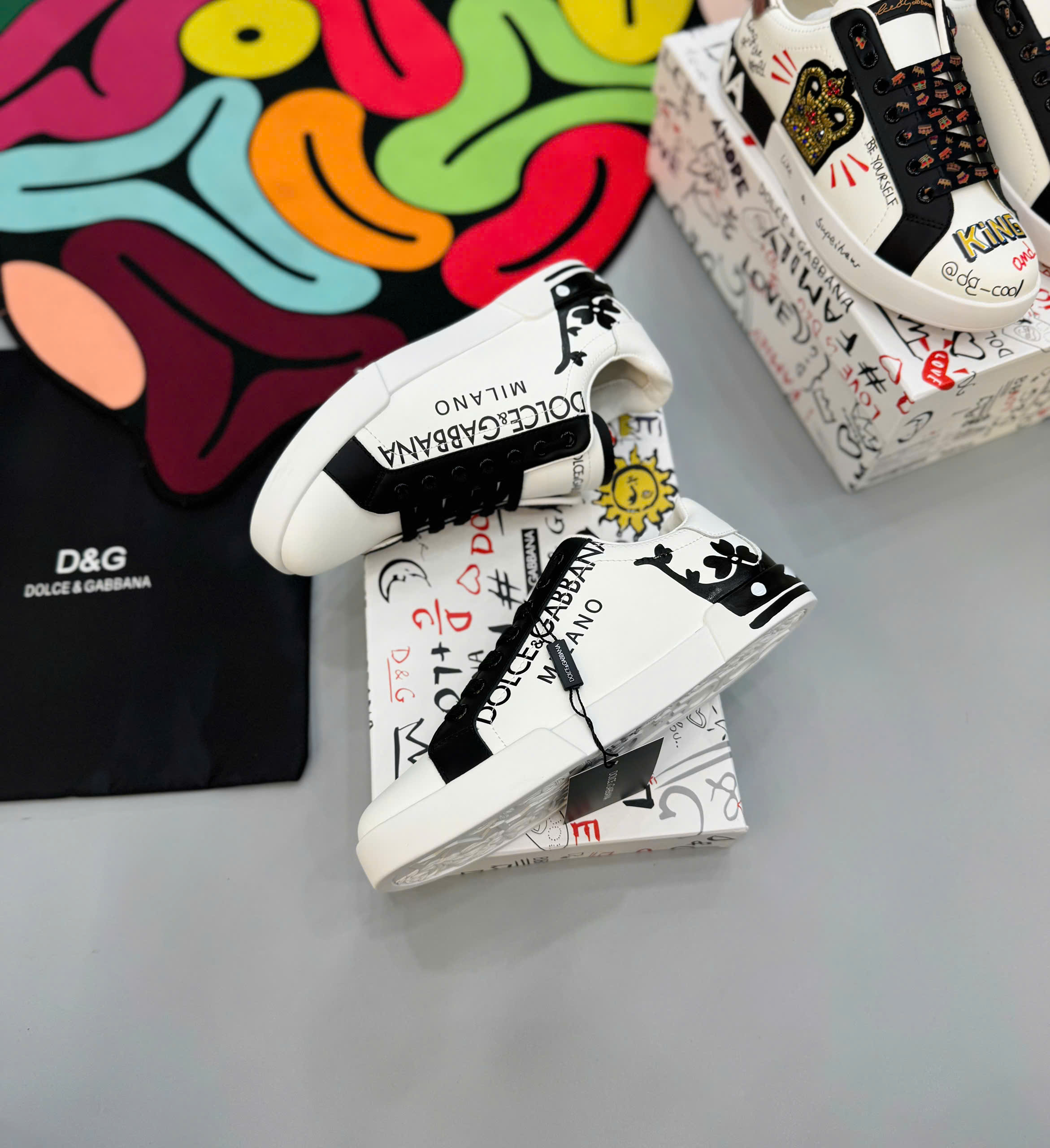 Giày sneaker Dolce Gabbana DG Milano Trắng phối Đen Like Auth fullbox MK