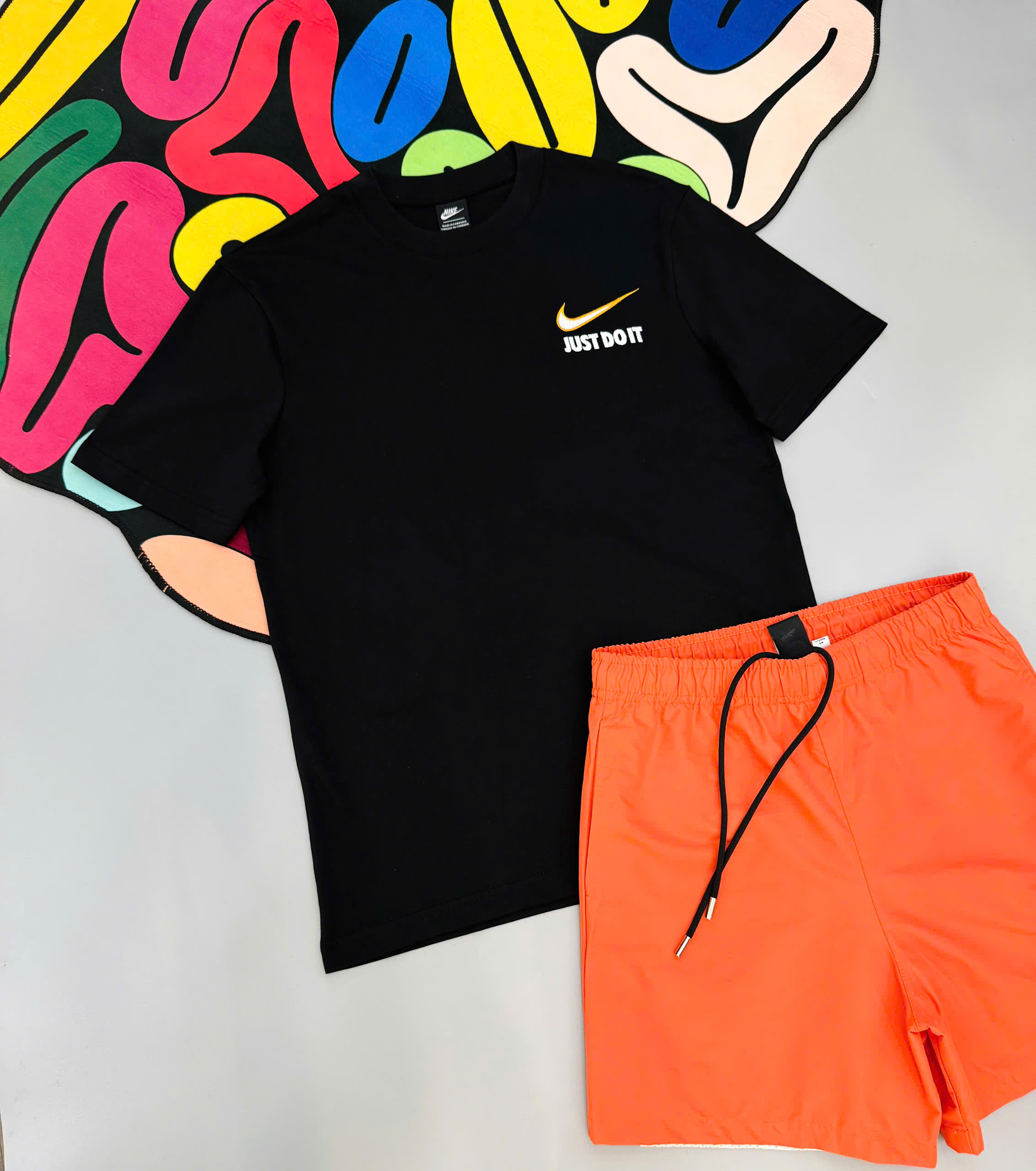 Bộ, set hè Nike NK họa tiết logo phối Cam Like Auth MK