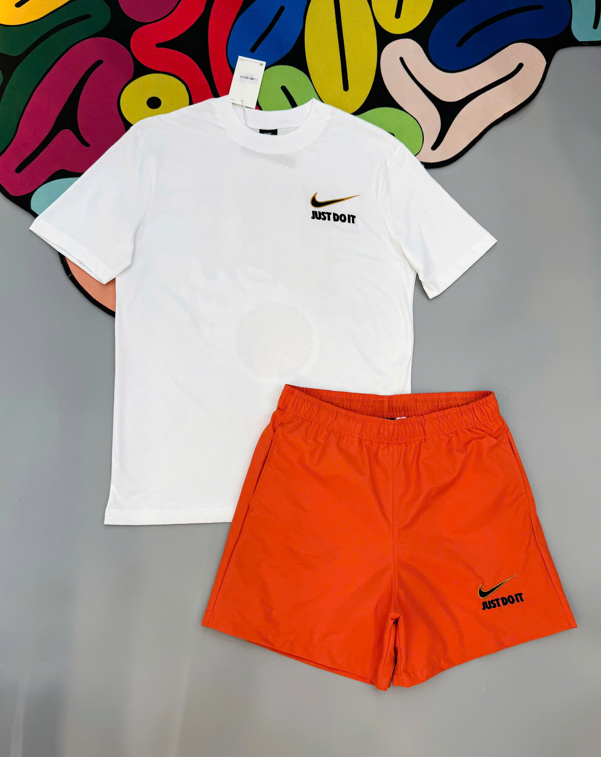 Bộ, set hè Nike NK họa tiết logo phối Cam Like Auth MK