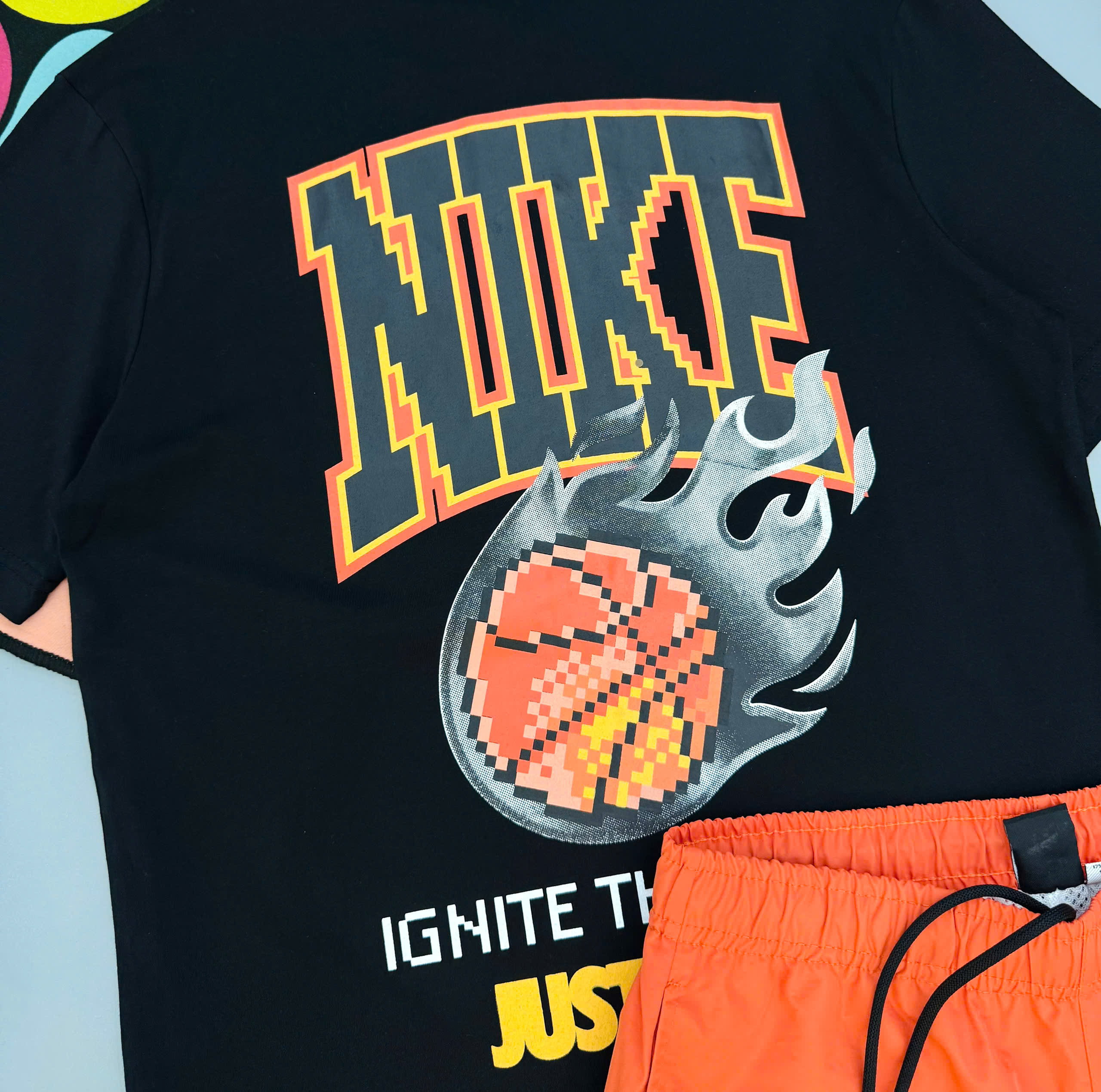 Bộ, set hè Nike NK họa tiết logo phối Cam Like Auth MK