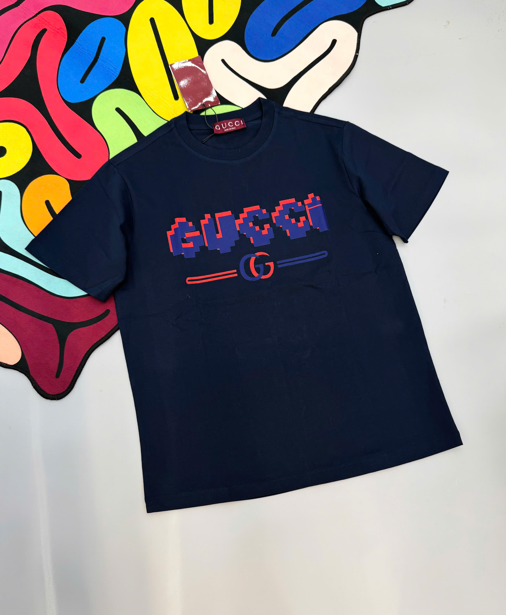 Áo phông T-shirt Gucci GC logo chữ Đỏ Xanh Like Auth MK