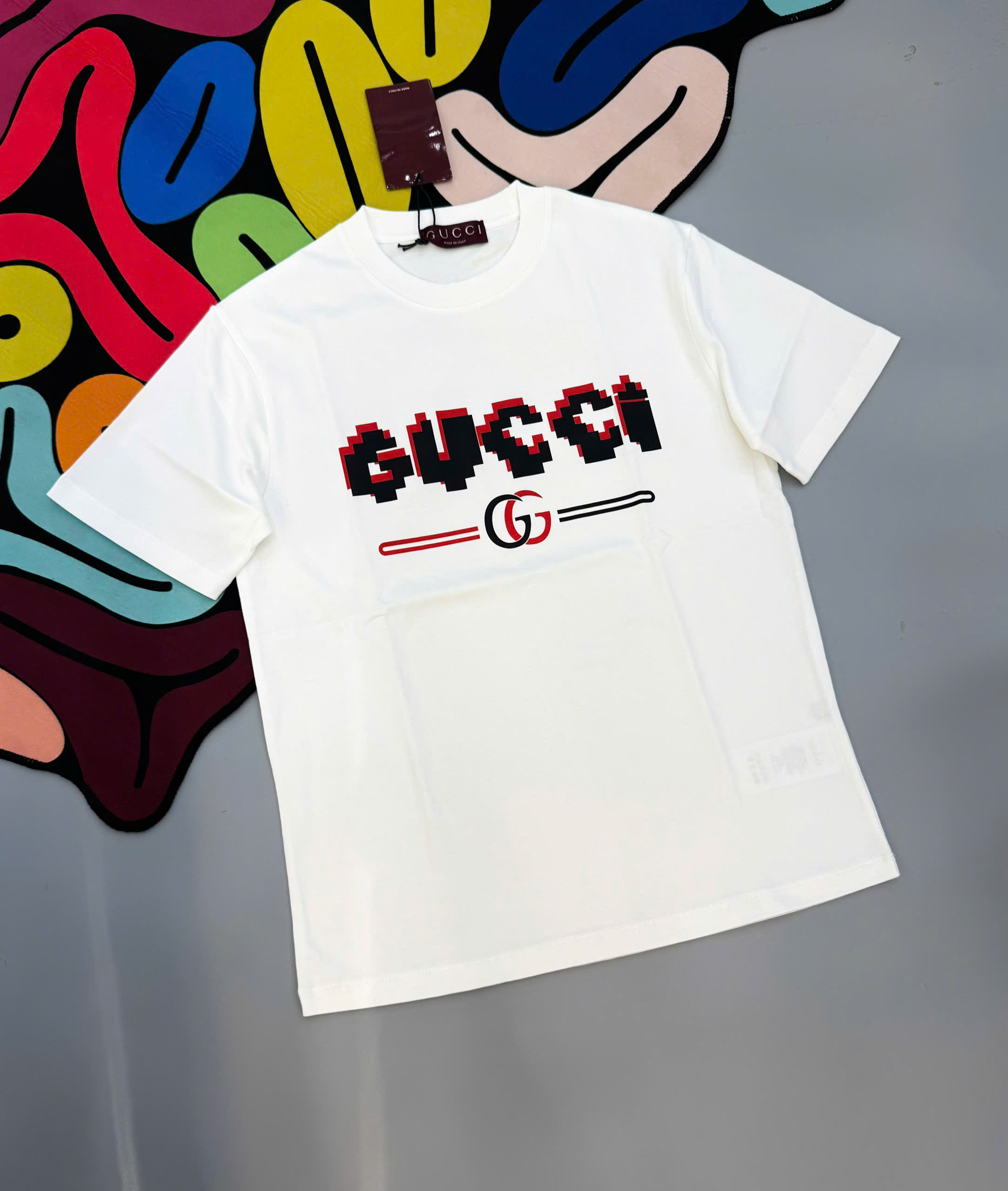 Áo phông T-shirt Gucci GC logo chữ Đỏ Xanh Like Auth MK