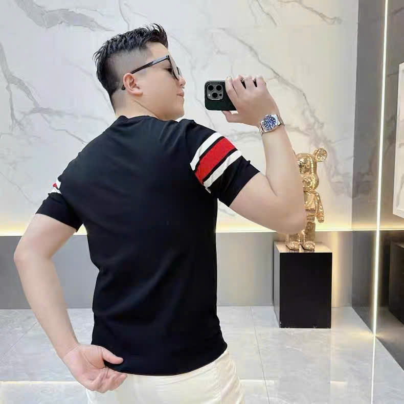 Áo phông T-shirt Gucci GC Đen kẻ sọc ngang Xanh Đỏ Like Auth MK