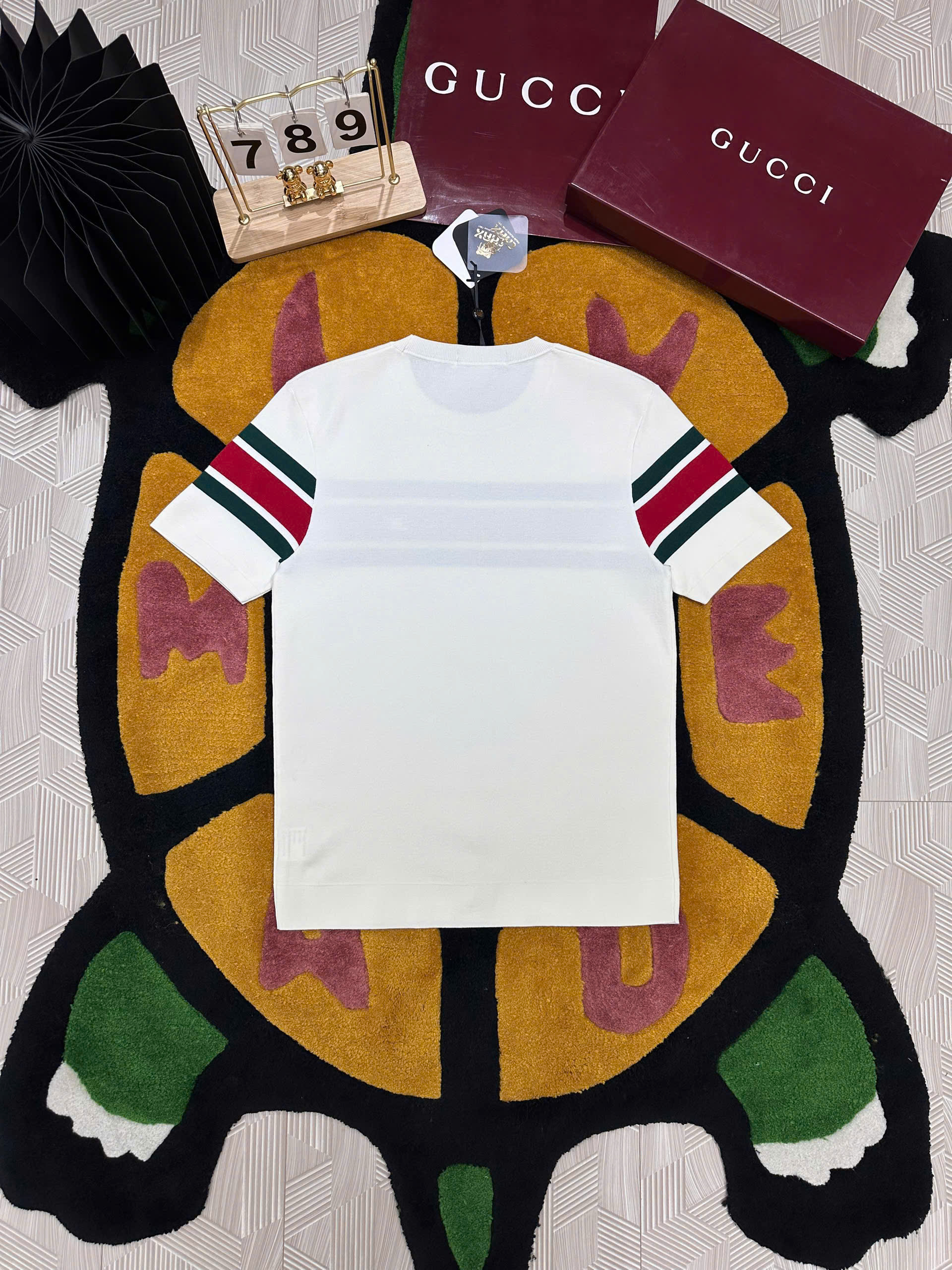 Áo phông T-shirt Gucci GC Trắng kẻ sọc ngang Xanh Đỏ Like Auth MK