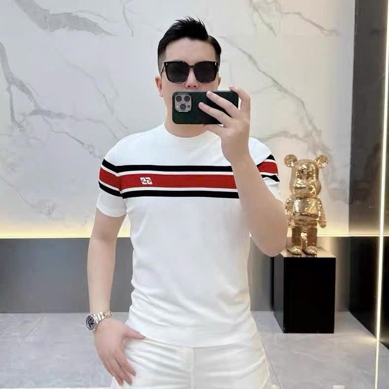 Áo phông T-shirt Gucci GC Trắng kẻ sọc ngang Xanh Đỏ Like Auth MK