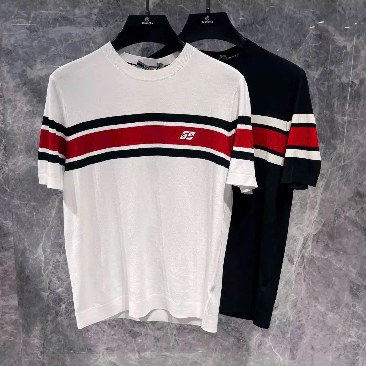 Áo phông T-shirt Gucci GC Trắng kẻ sọc ngang Xanh Đỏ Like Auth MK