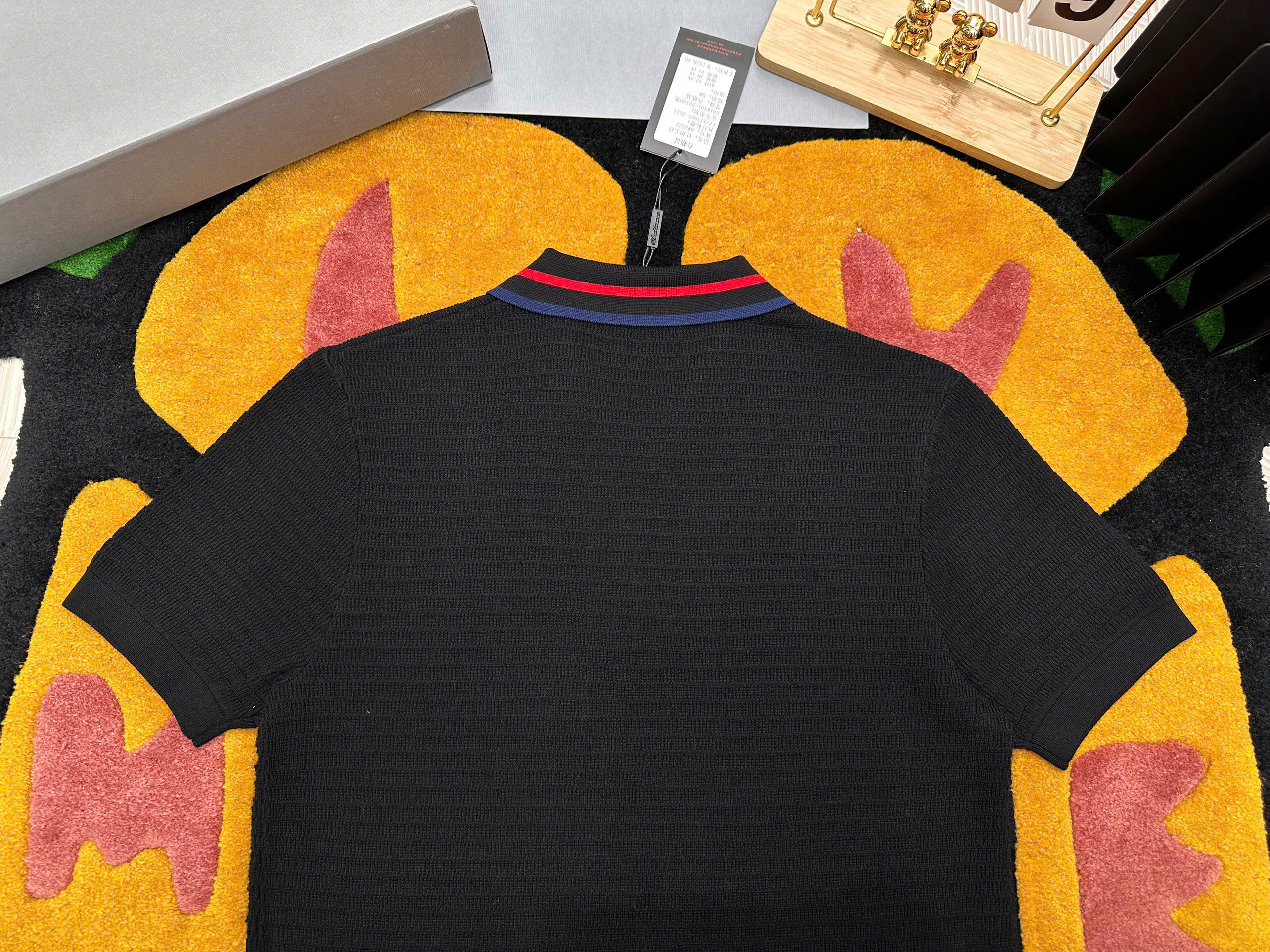 Áo polo len Thom Browne TB Đen kẻ sọc Đỏ Xanh Like Auth MK