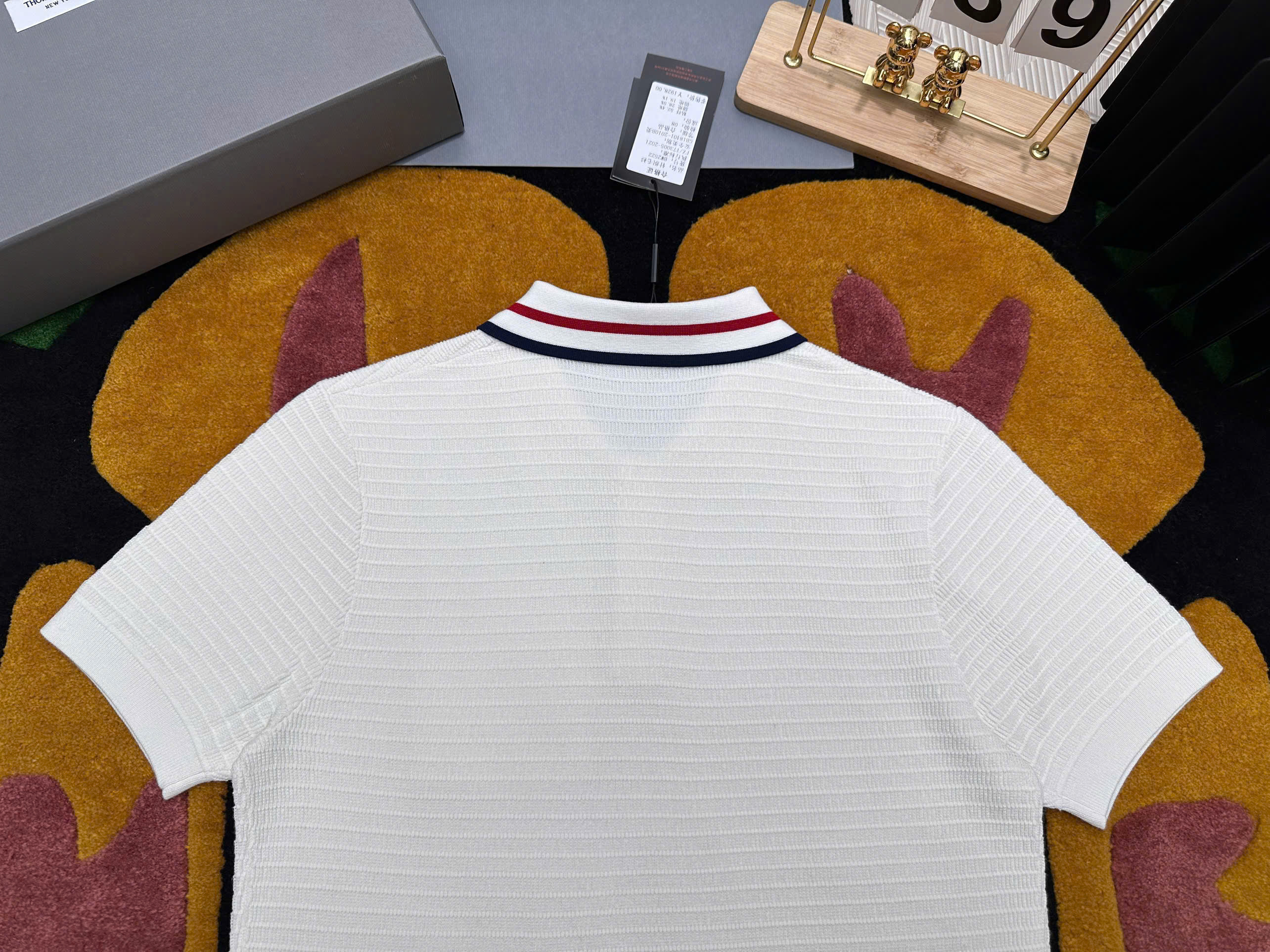 Áo polo len Thom Browne TB Trắng kẻ sọc Đỏ Xanh Like Auth MK