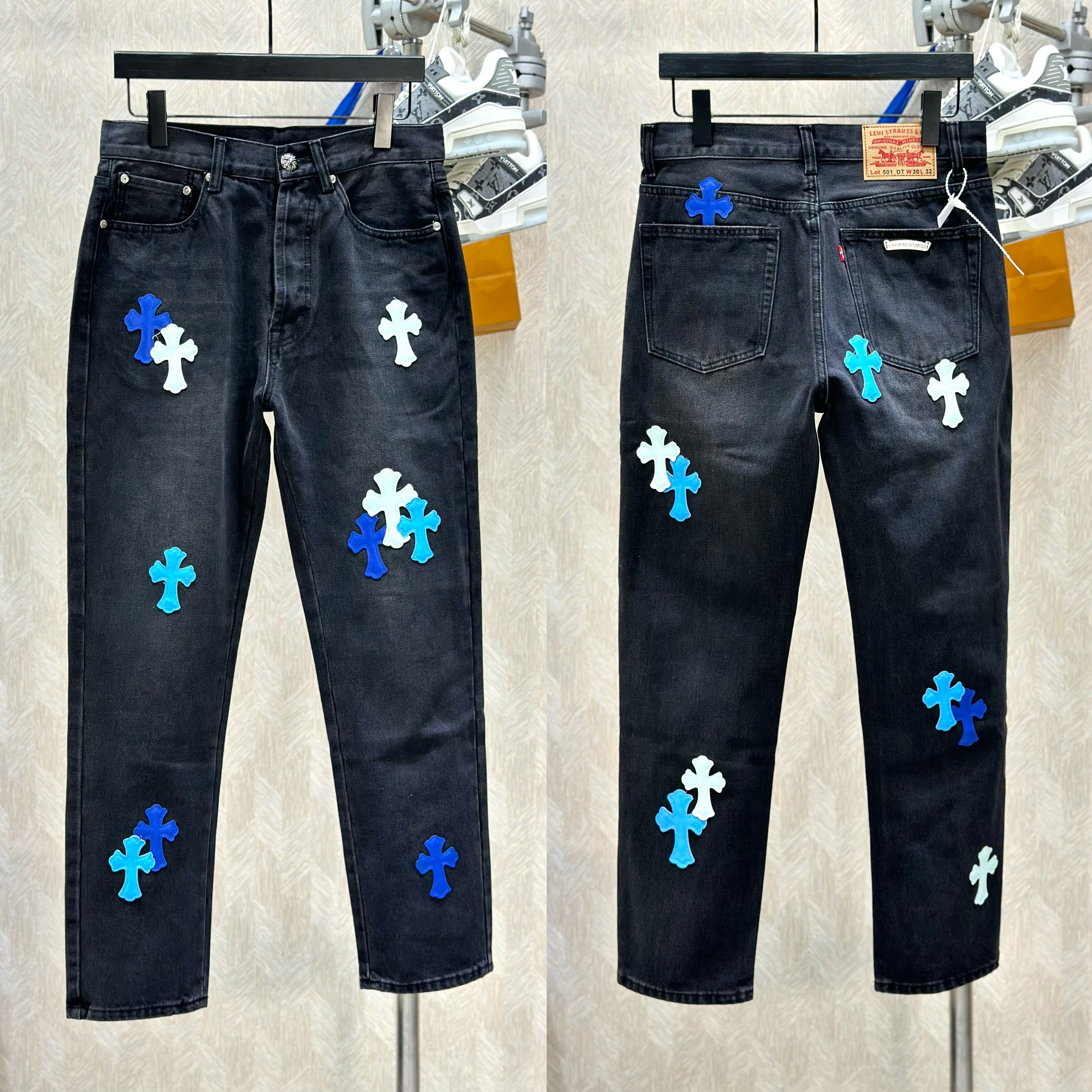 Quần Jean xuông Chrome Heart CH logo chữ thập màu sắc các mẫu Like Auth VTN