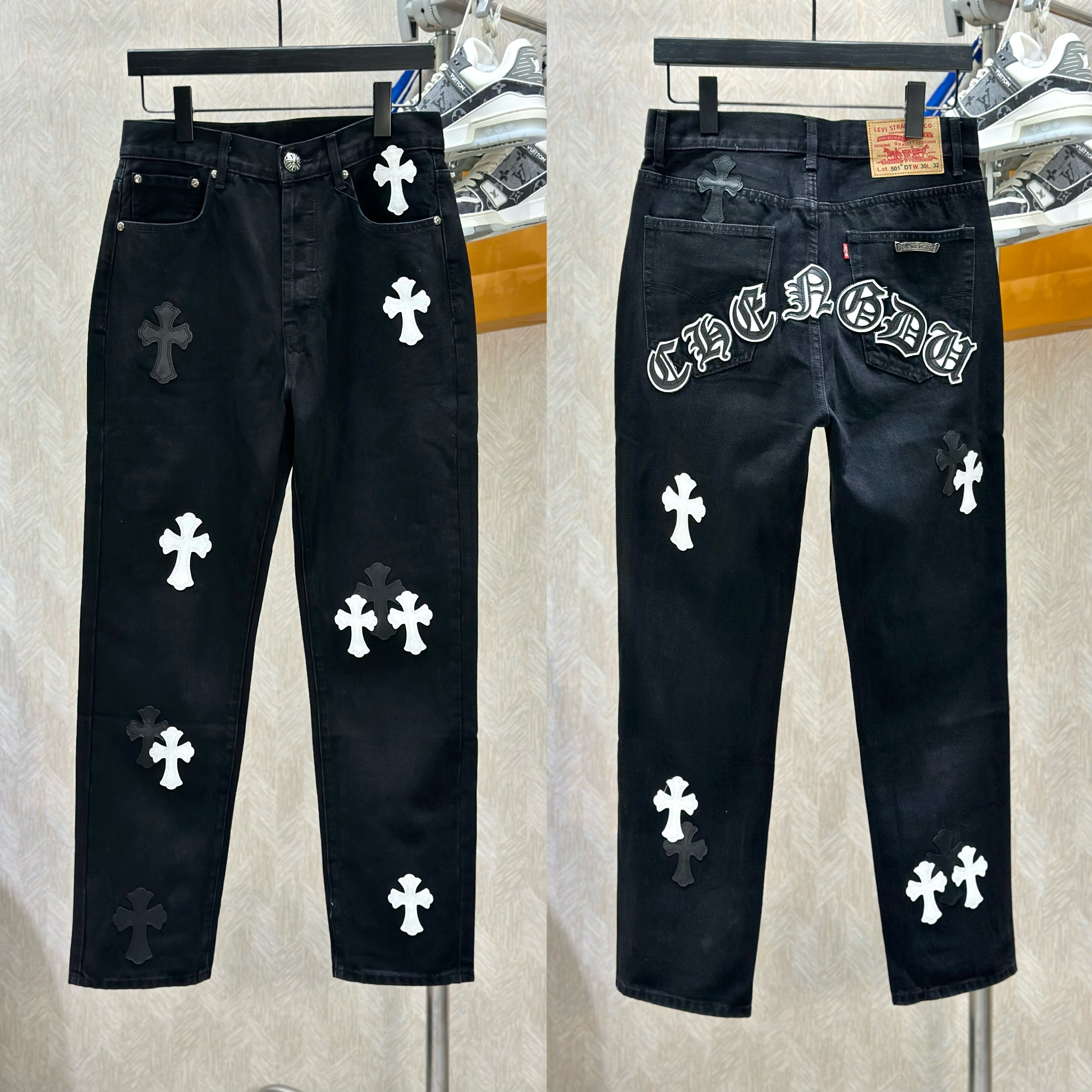 Quần Jean xuông Chrome Heart CH logo chữ thập màu sắc các mẫu Like Auth VTN