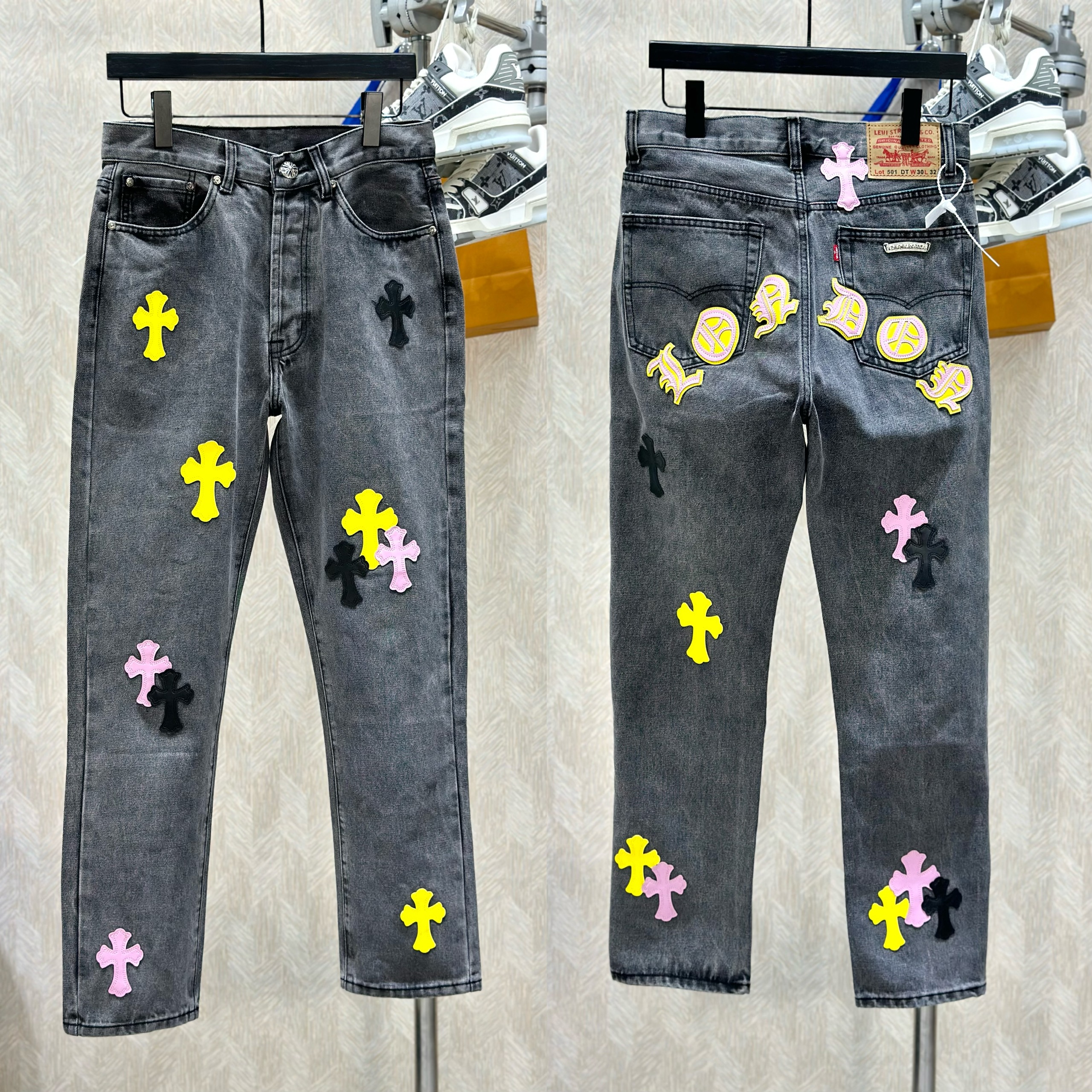 Quần Jean xuông Chrome Heart CH logo chữ thập màu sắc các mẫu Like Auth VTN