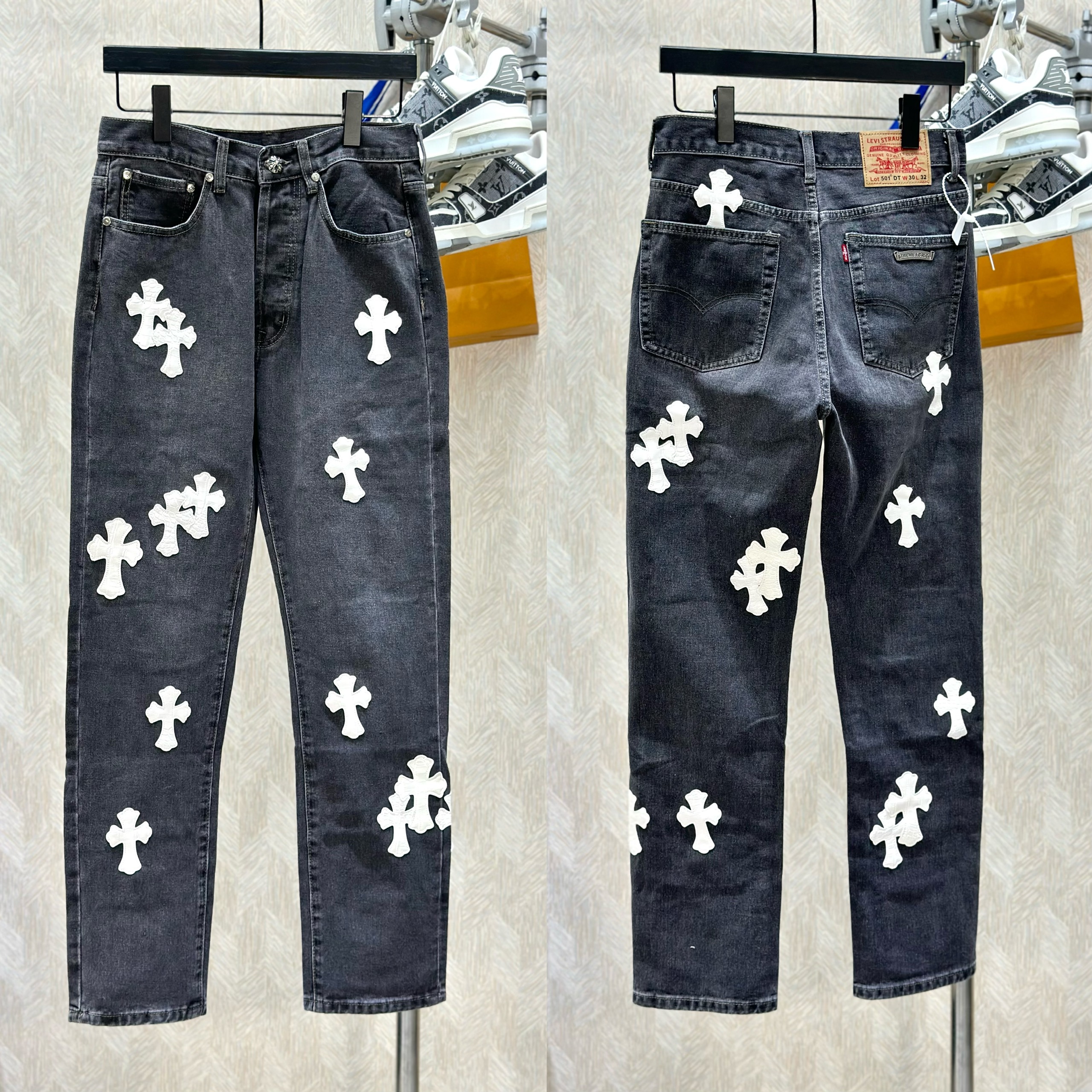 Quần Jean xuông Chrome Heart CH logo chữ thập màu sắc các mẫu Like Auth VTN