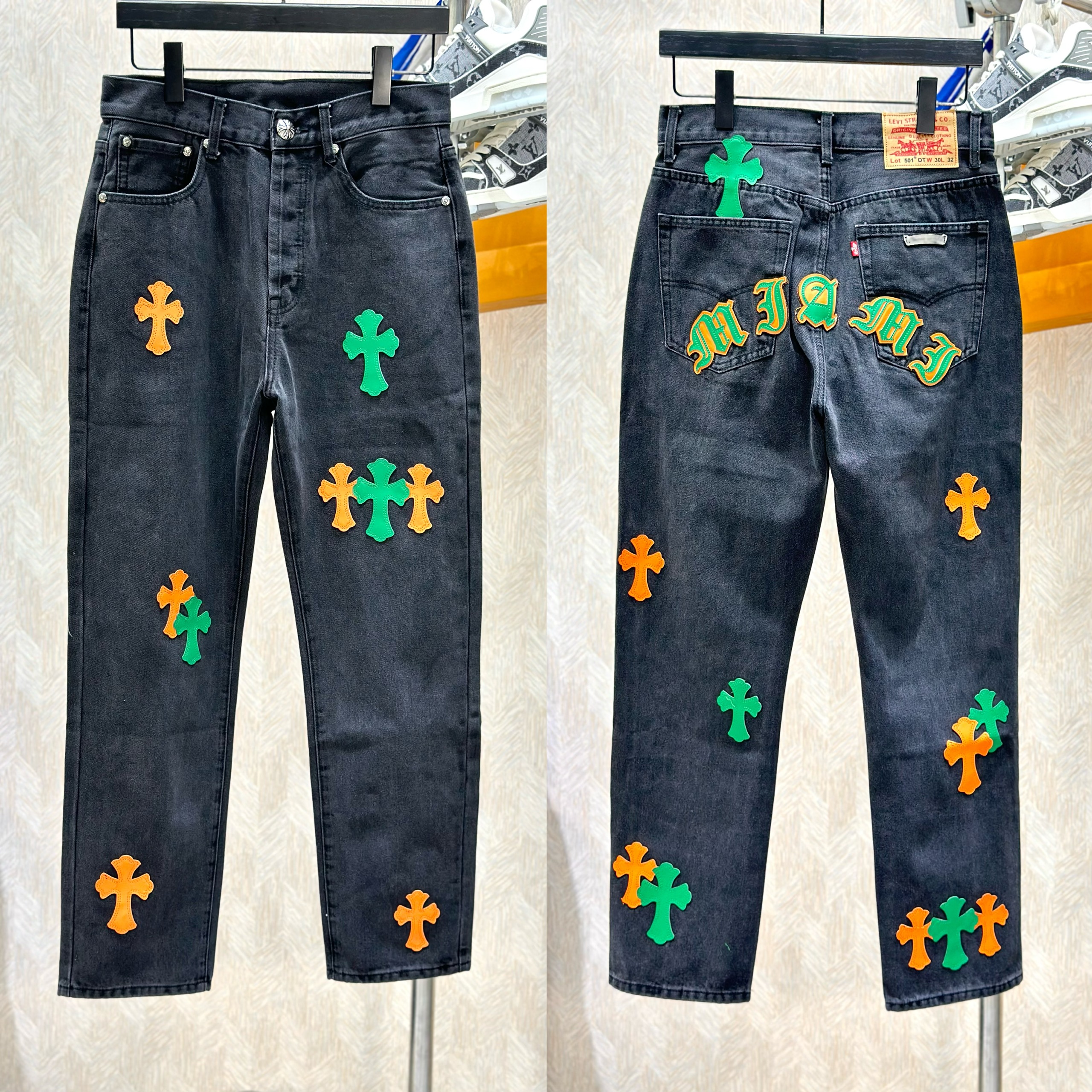 Quần Jean xuông Chrome Heart CH logo chữ thập màu sắc các mẫu Like Auth VTN