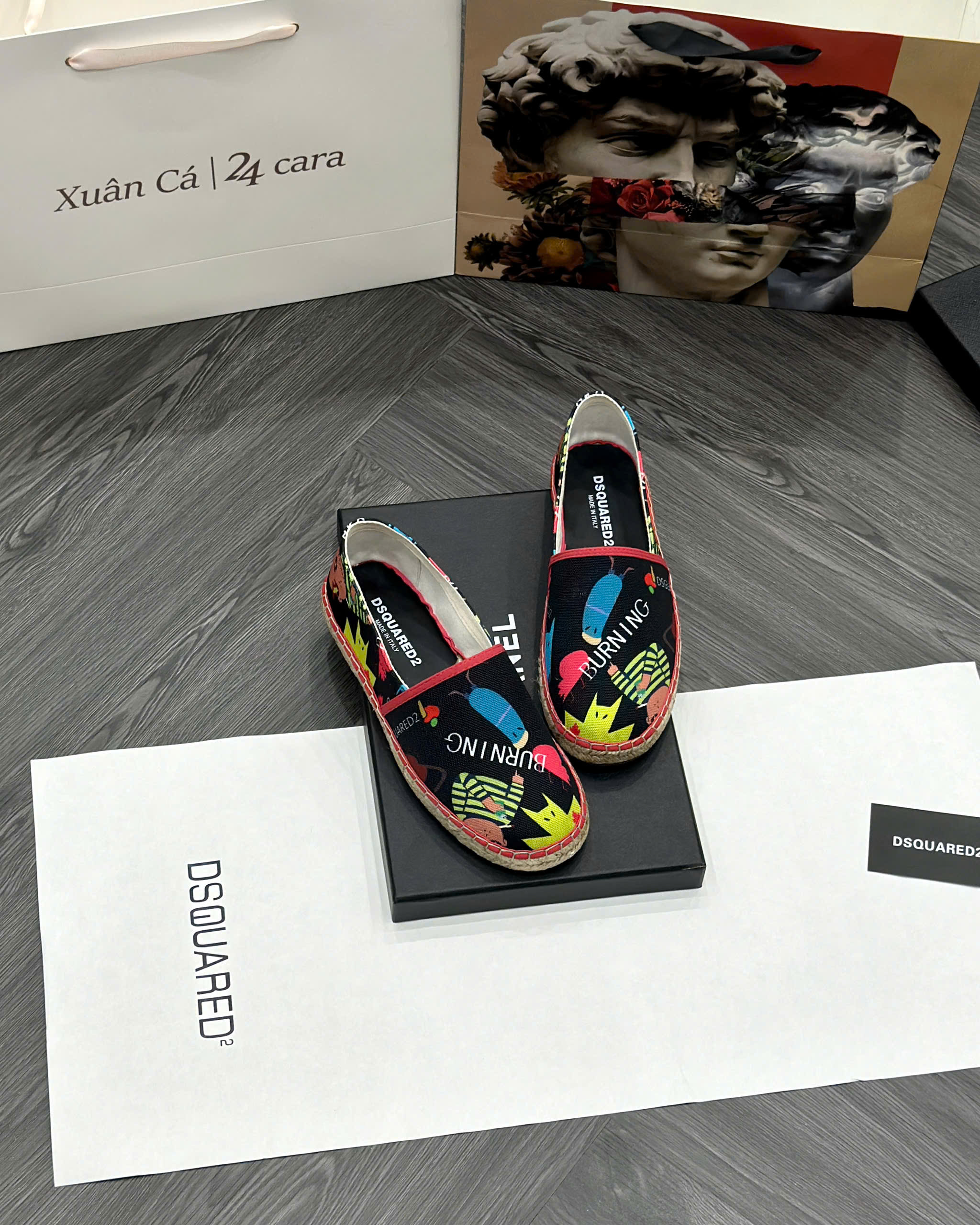 Giày slipon đế cói Dsquared2 DSQ2  họa tiết màu sắc Like Auth fullbox MVT