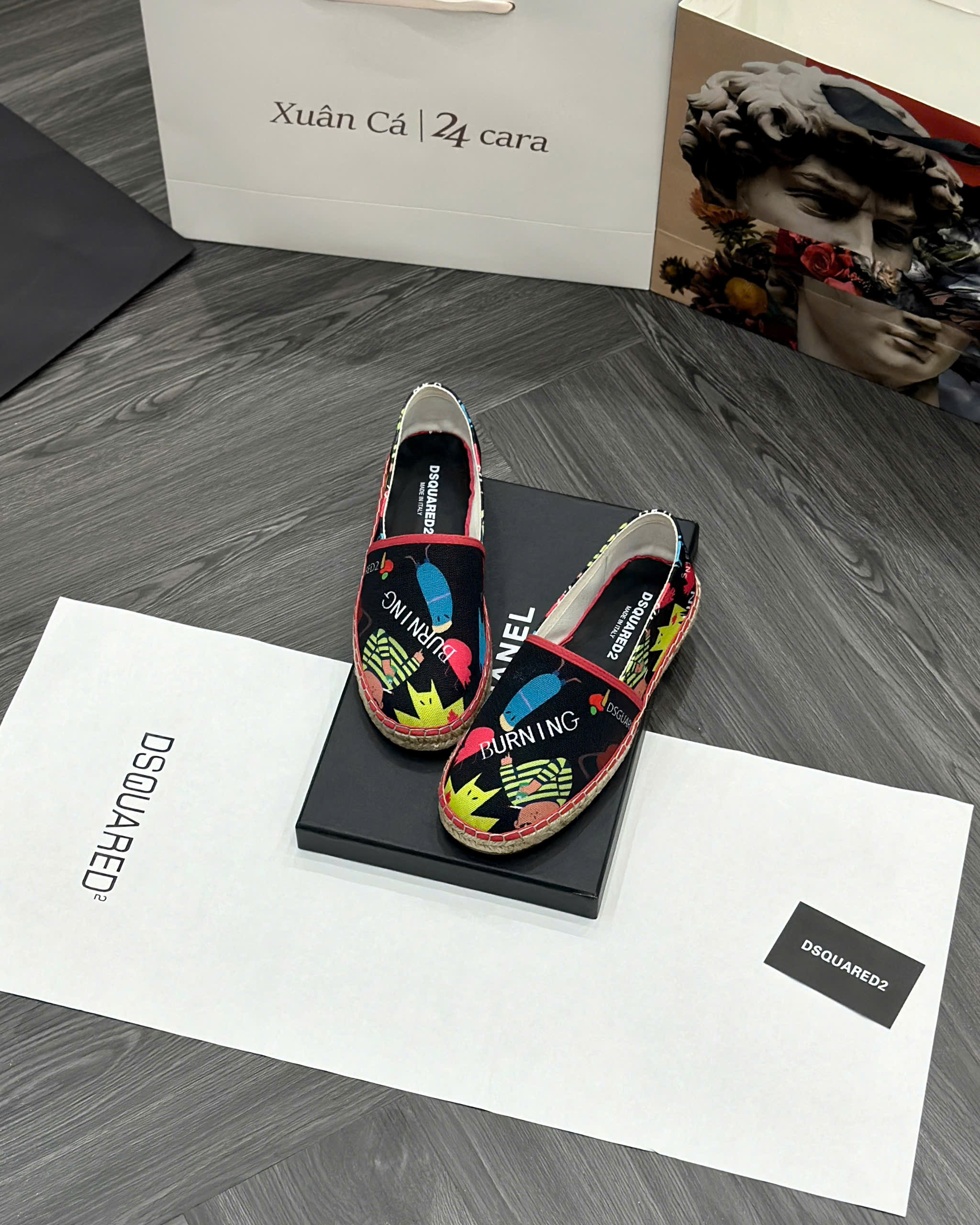 Giày slipon đế cói Dsquared2 DSQ2  họa tiết màu sắc Like Auth fullbox MVT