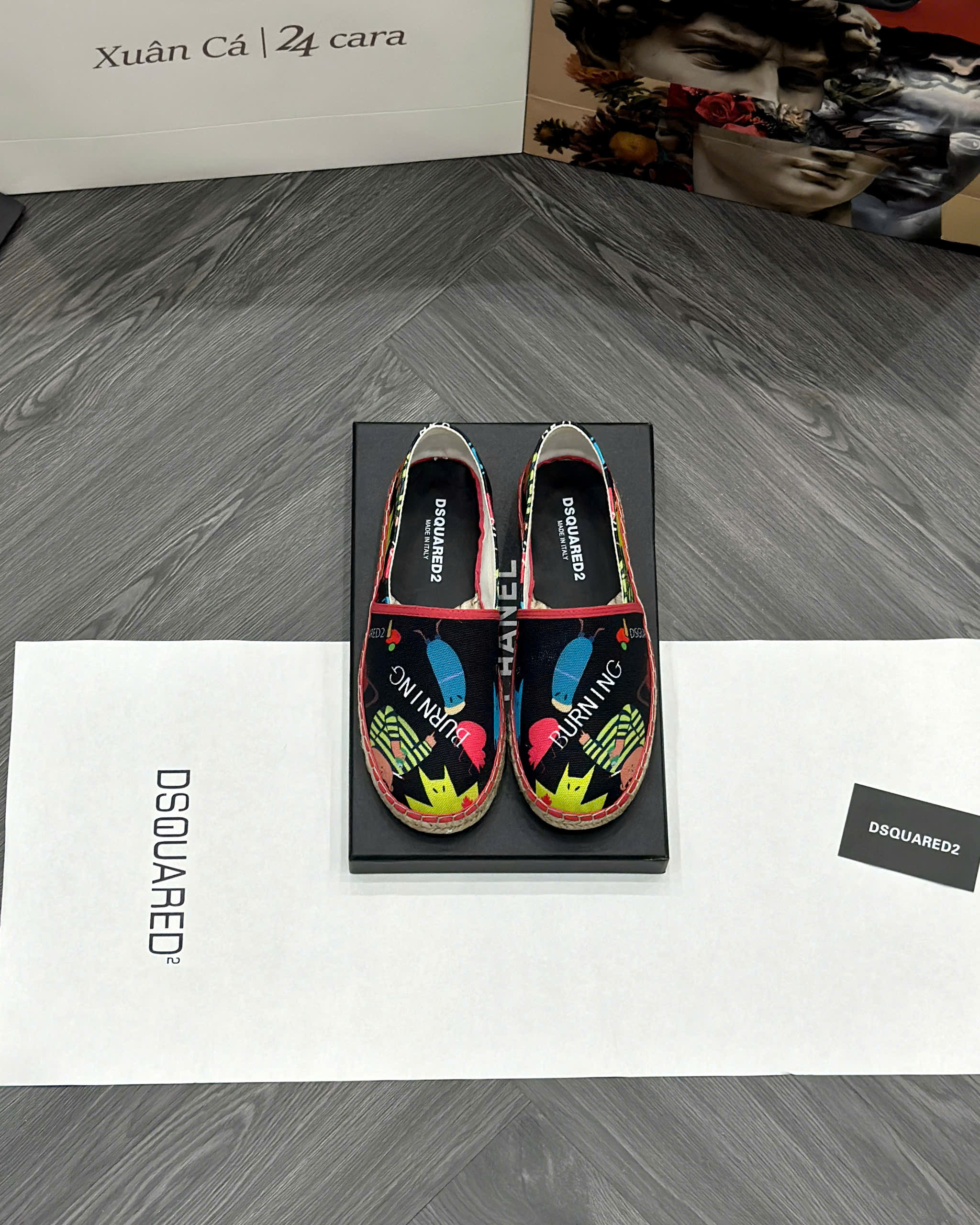 Giày slipon đế cói Dsquared2 DSQ2  họa tiết màu sắc Like Auth fullbox MVT