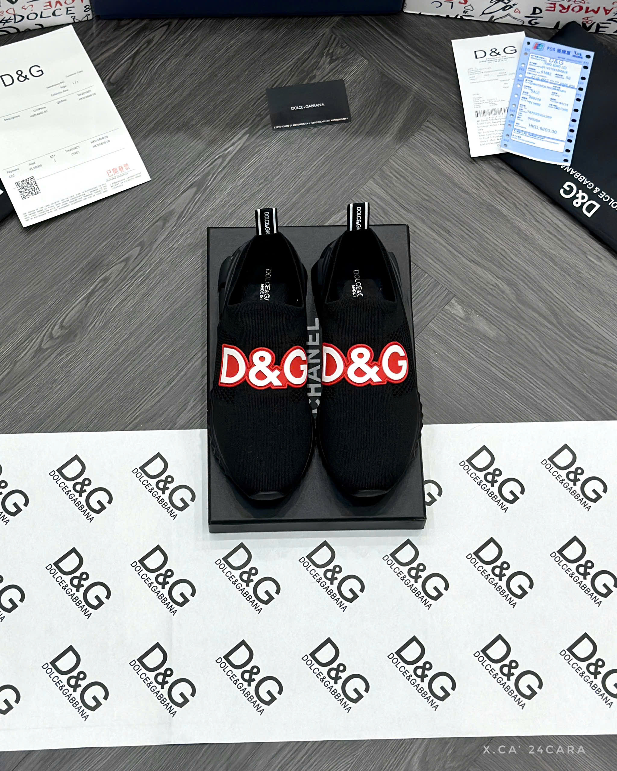 Giày sorento Dolce Gabbana DG Đen logo chữ Trắng viền Đỏ Liek Auth fullbox MVT