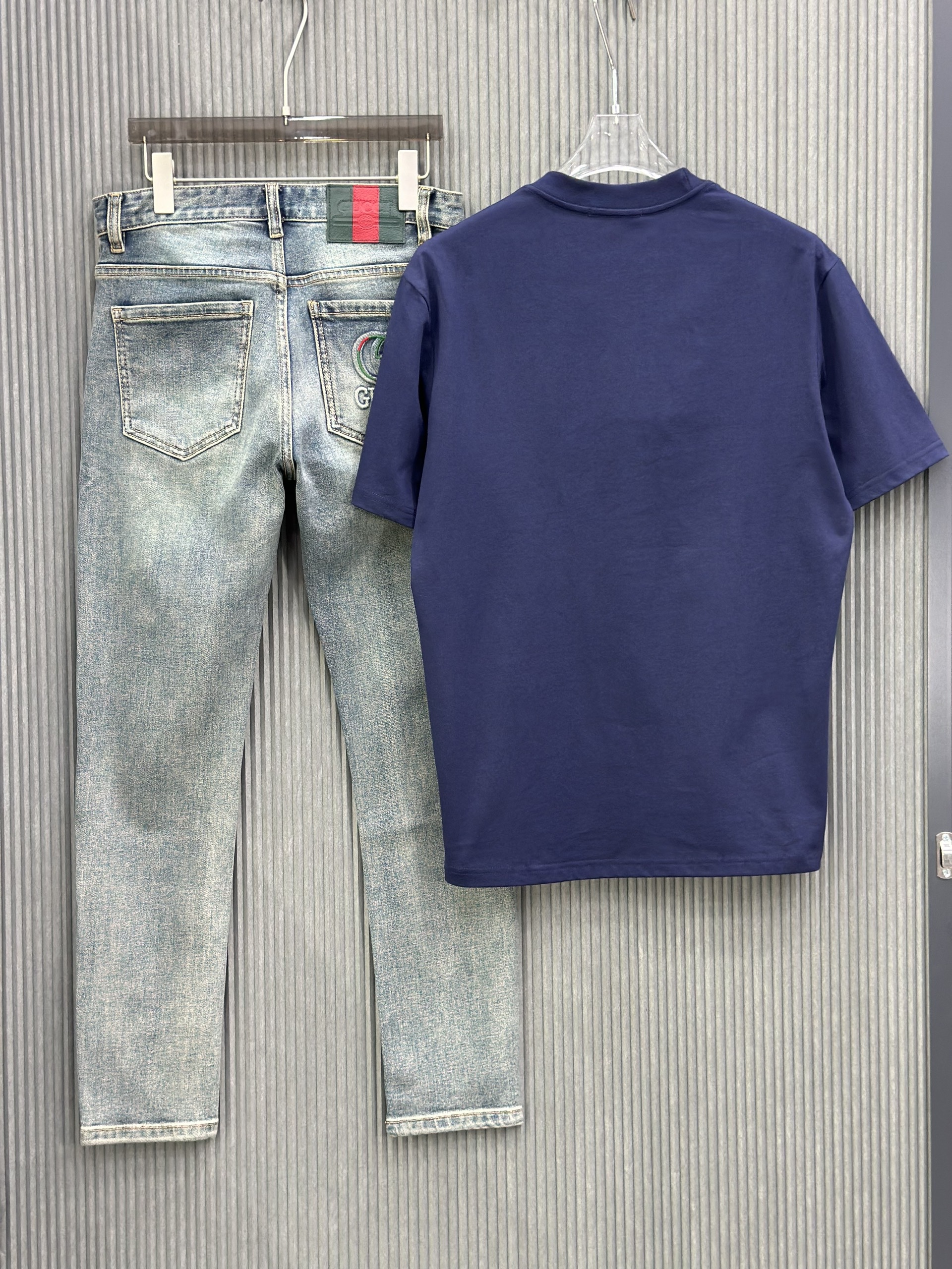 Quần jean Gucci GC Xanh logo dập nổi thêu Xanh Đỏ túi sau Like Auth VTN