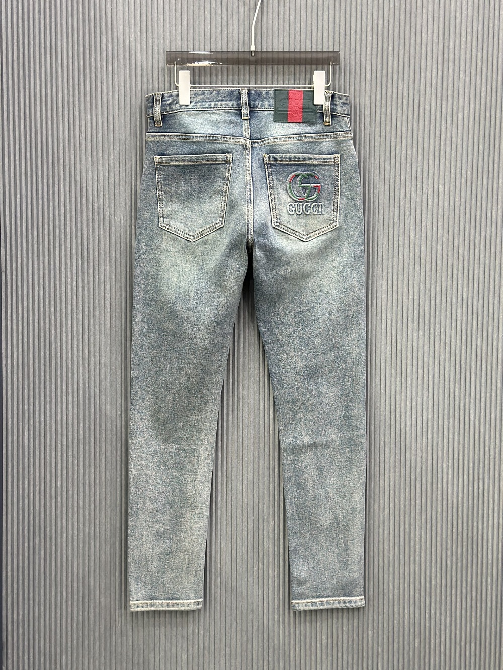 Quần jean Gucci GC Xanh logo dập nổi thêu Xanh Đỏ túi sau Like Auth VTN