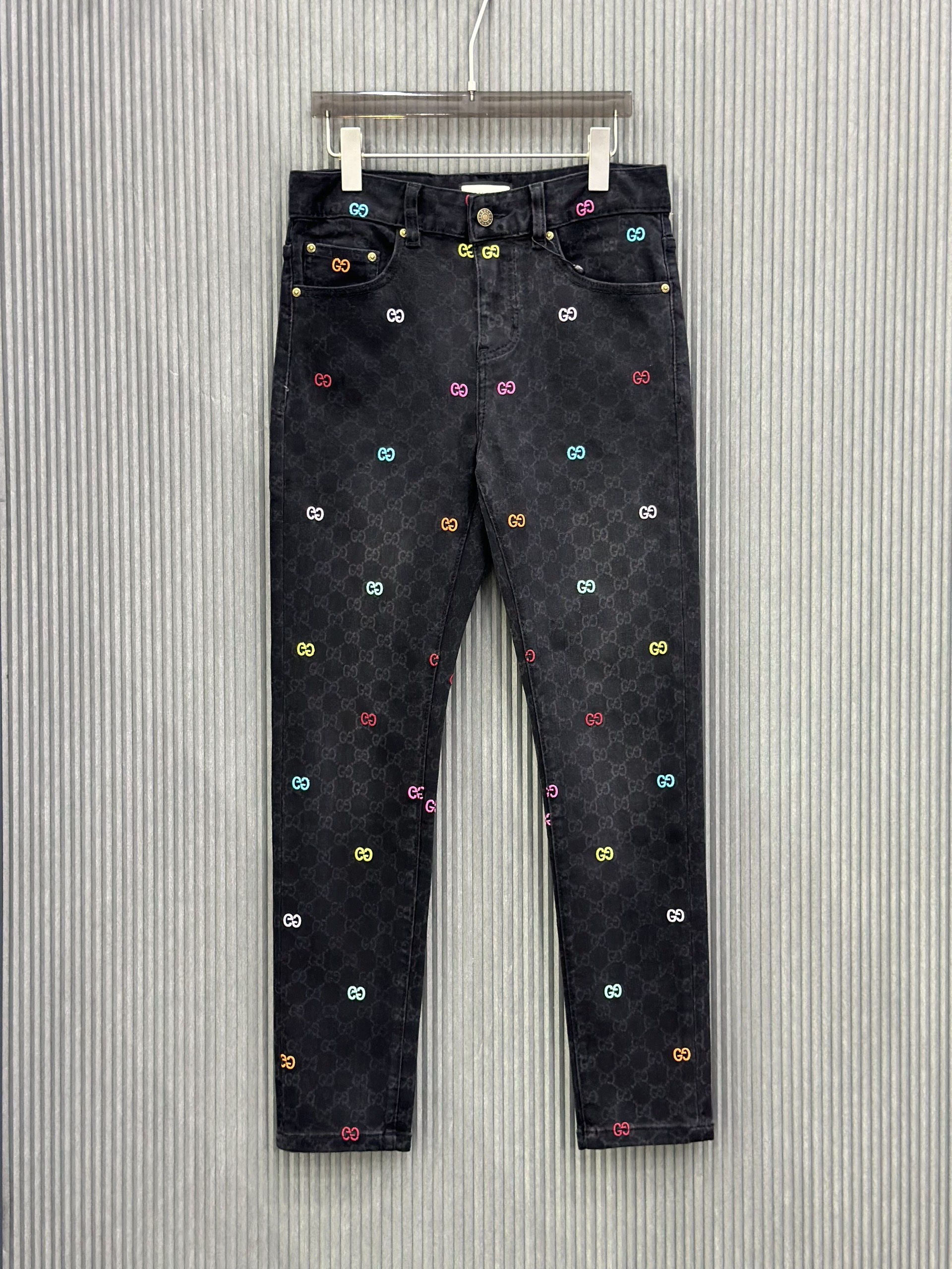 Quần jean Gucci GC Đen họa tiết monogram phối màu sắc full Like Auth VTN