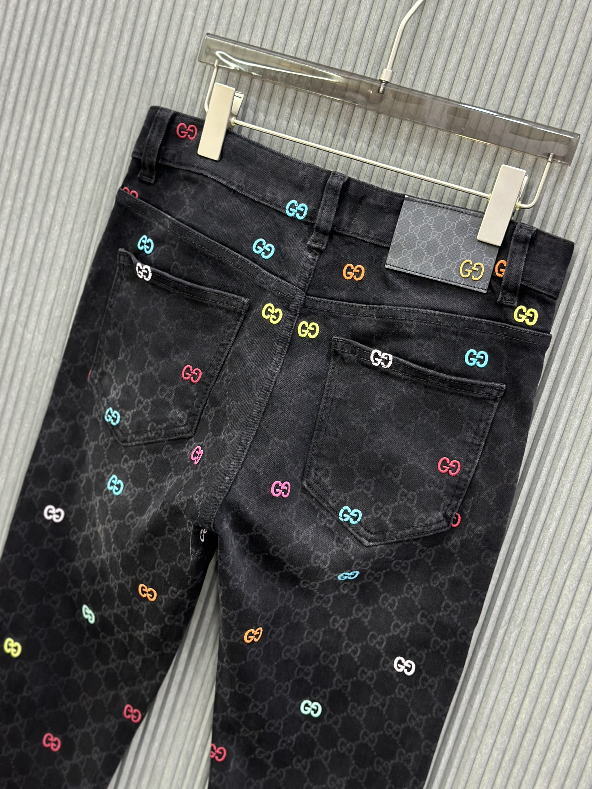 Quần jean Gucci GC Đen họa tiết monogram phối màu sắc full Like Auth VTN