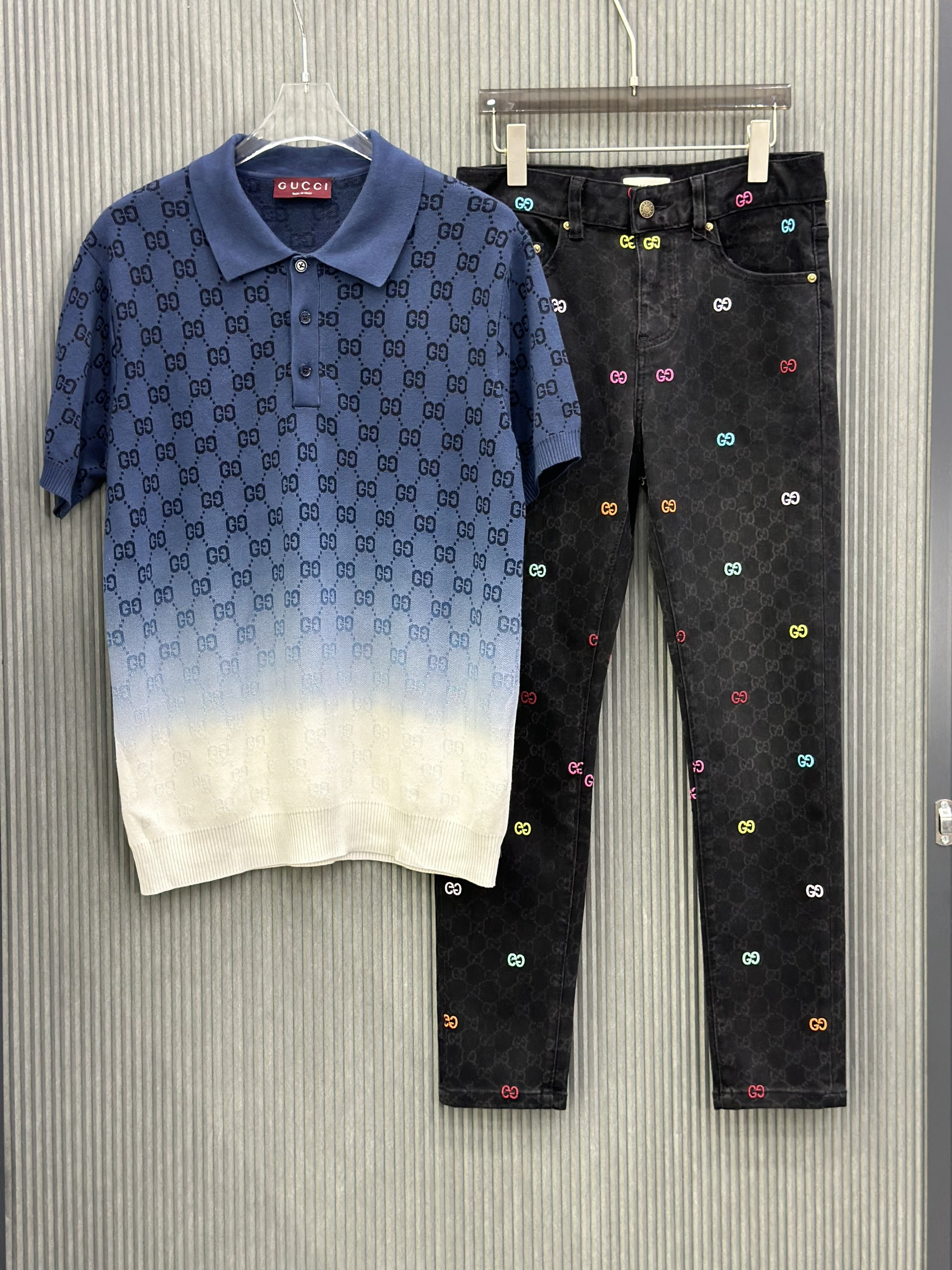 Quần jean Gucci GC Đen họa tiết monogram phối màu sắc full Like Auth VTN