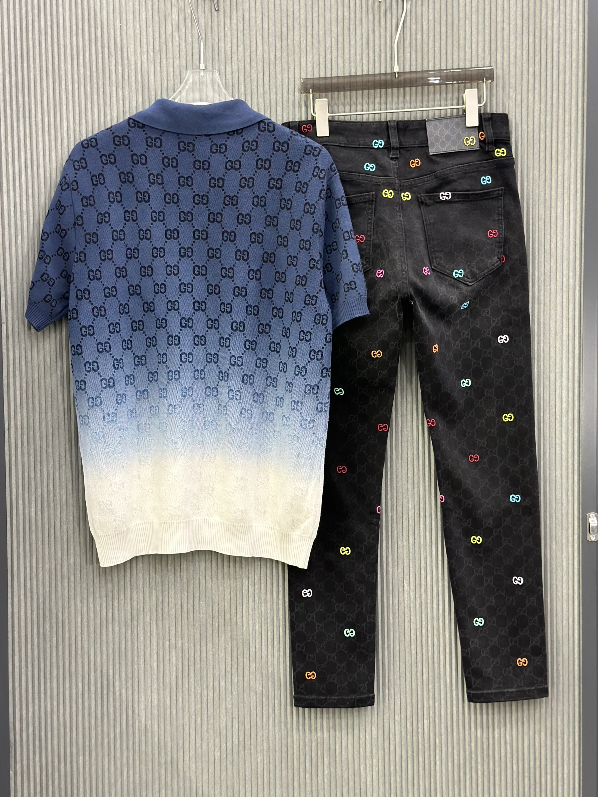 Quần jean Gucci GC Đen họa tiết monogram phối màu sắc full Like Auth VTN