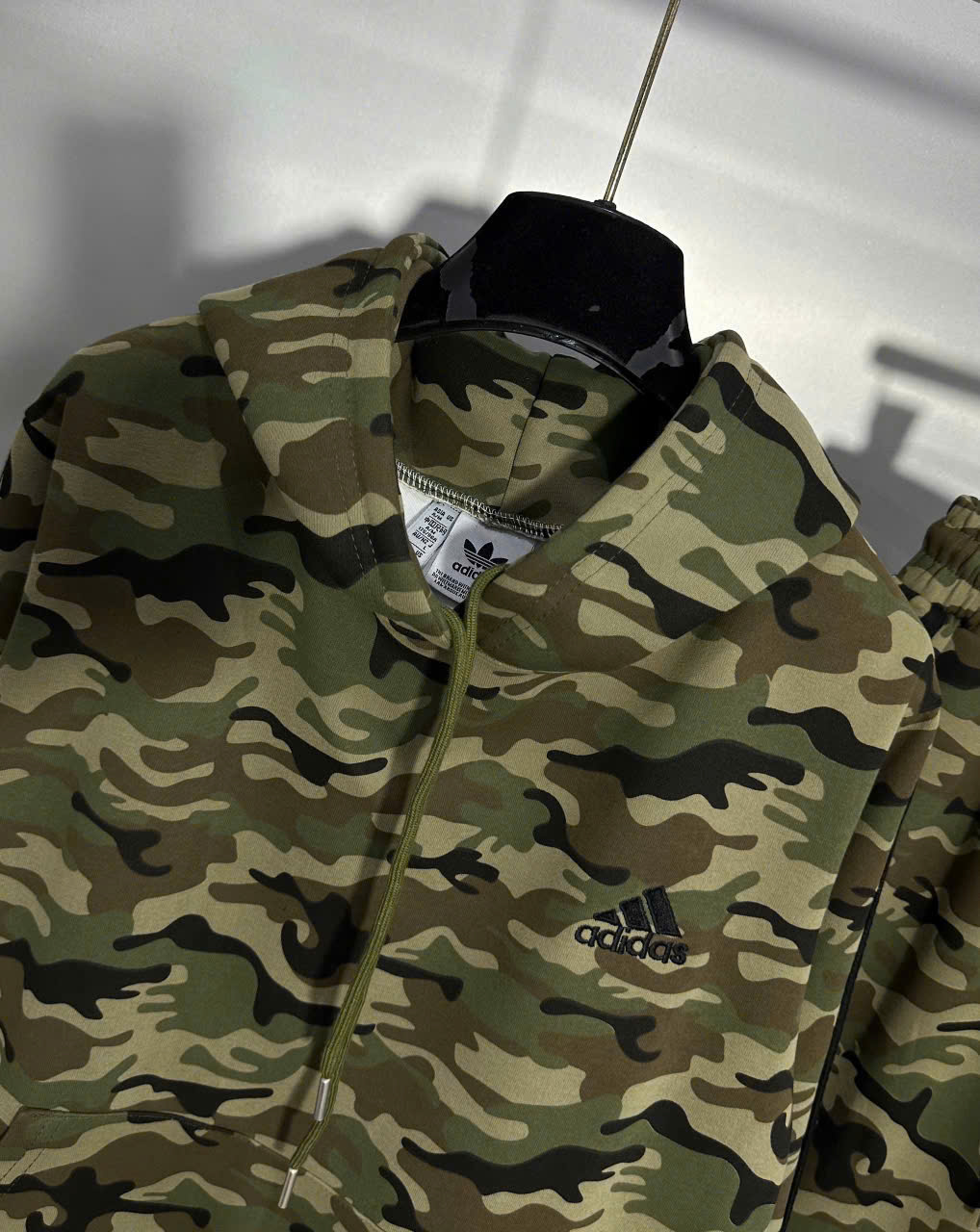 Bộ, set thu đông hoodie Adidas A Xanh rêu họa tiết dằn di kẻ sọc sườn Like AuthNV