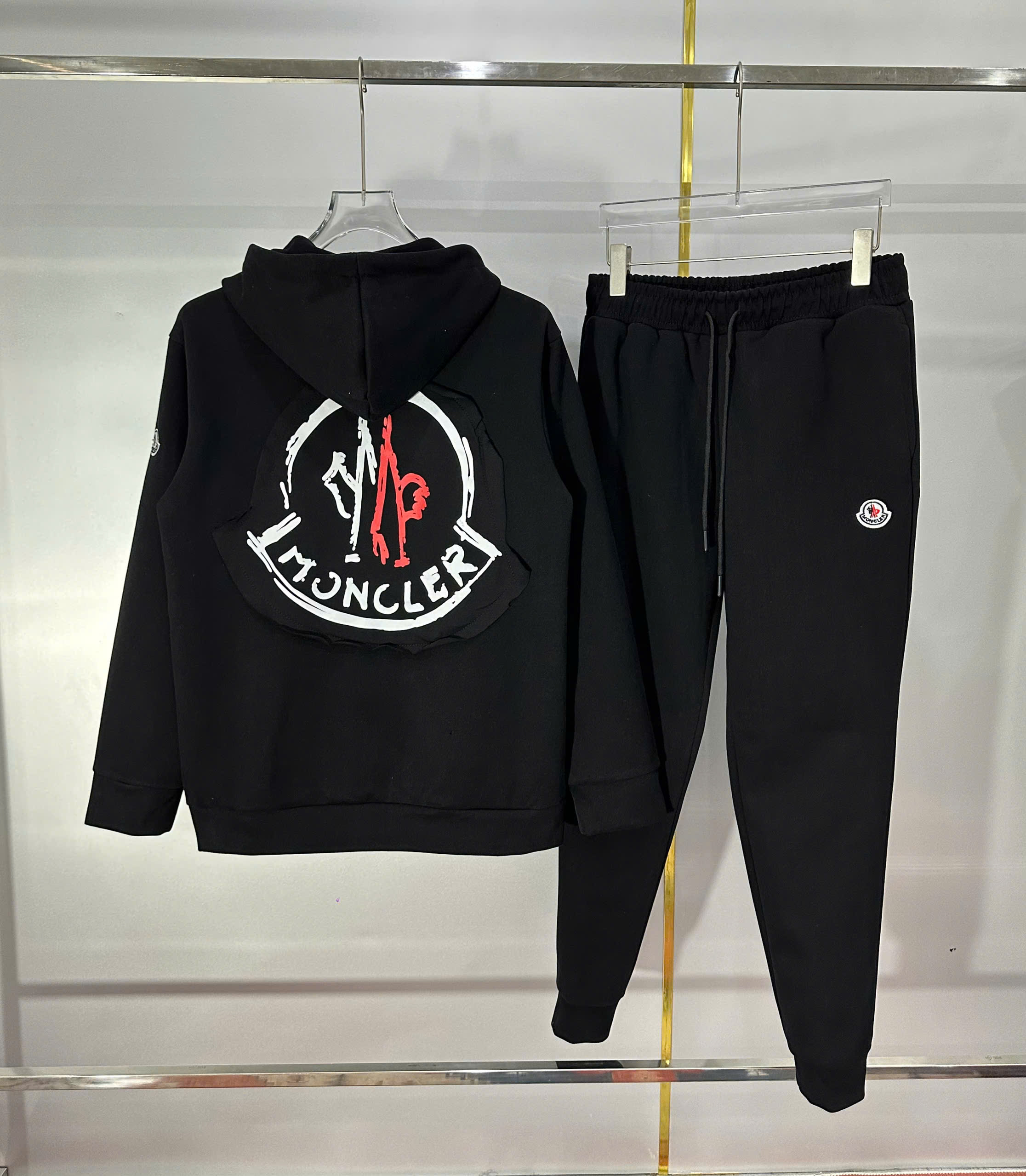 Bộ, set thu đông hoodie kéo khóa Moncler M logo tròn thêu Like Auth NV