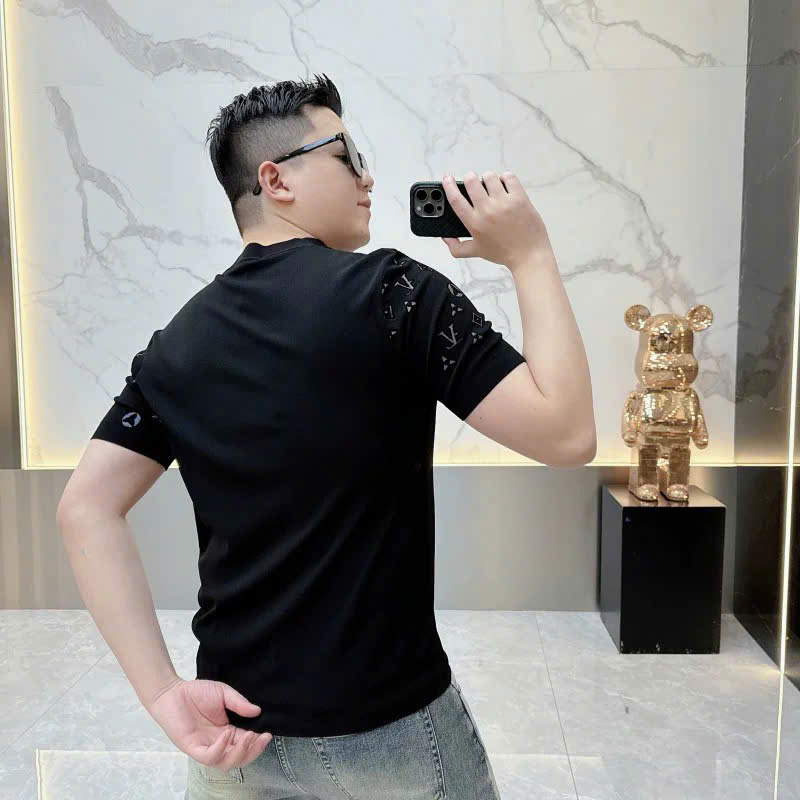 Áo phông T-shirt len Louis Vuitton LV họa tiết màu sắc thêu Like Auth MK