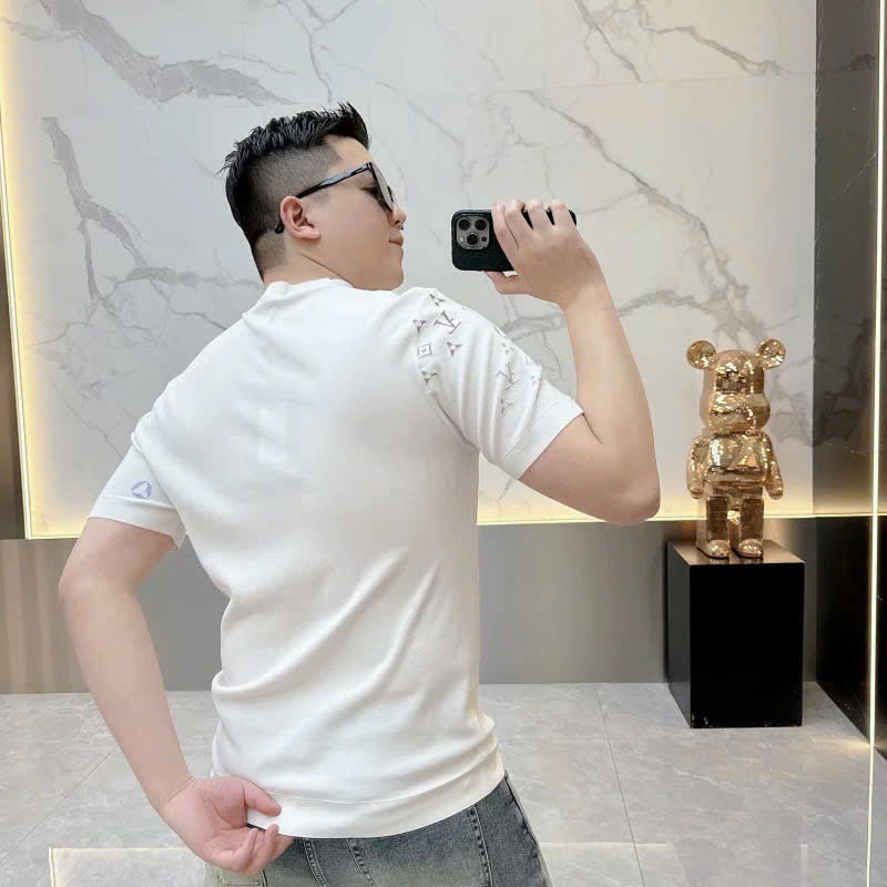 Áo phông T-shirt len Louis Vuitton LV họa tiết màu sắc thêu Like Auth MK