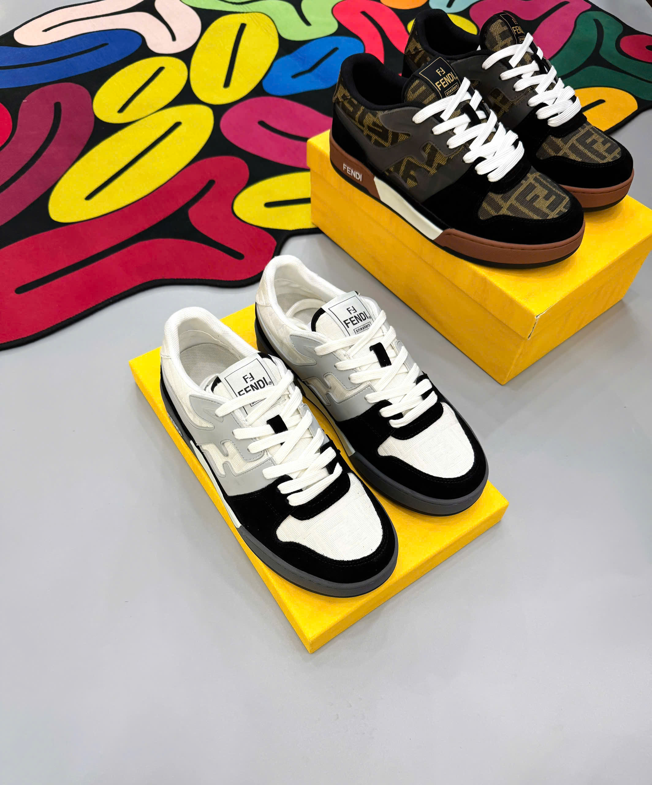 Giày sneaker Fendi FF Đen nhung phối Trắng Xám Like Auth fullbox MK