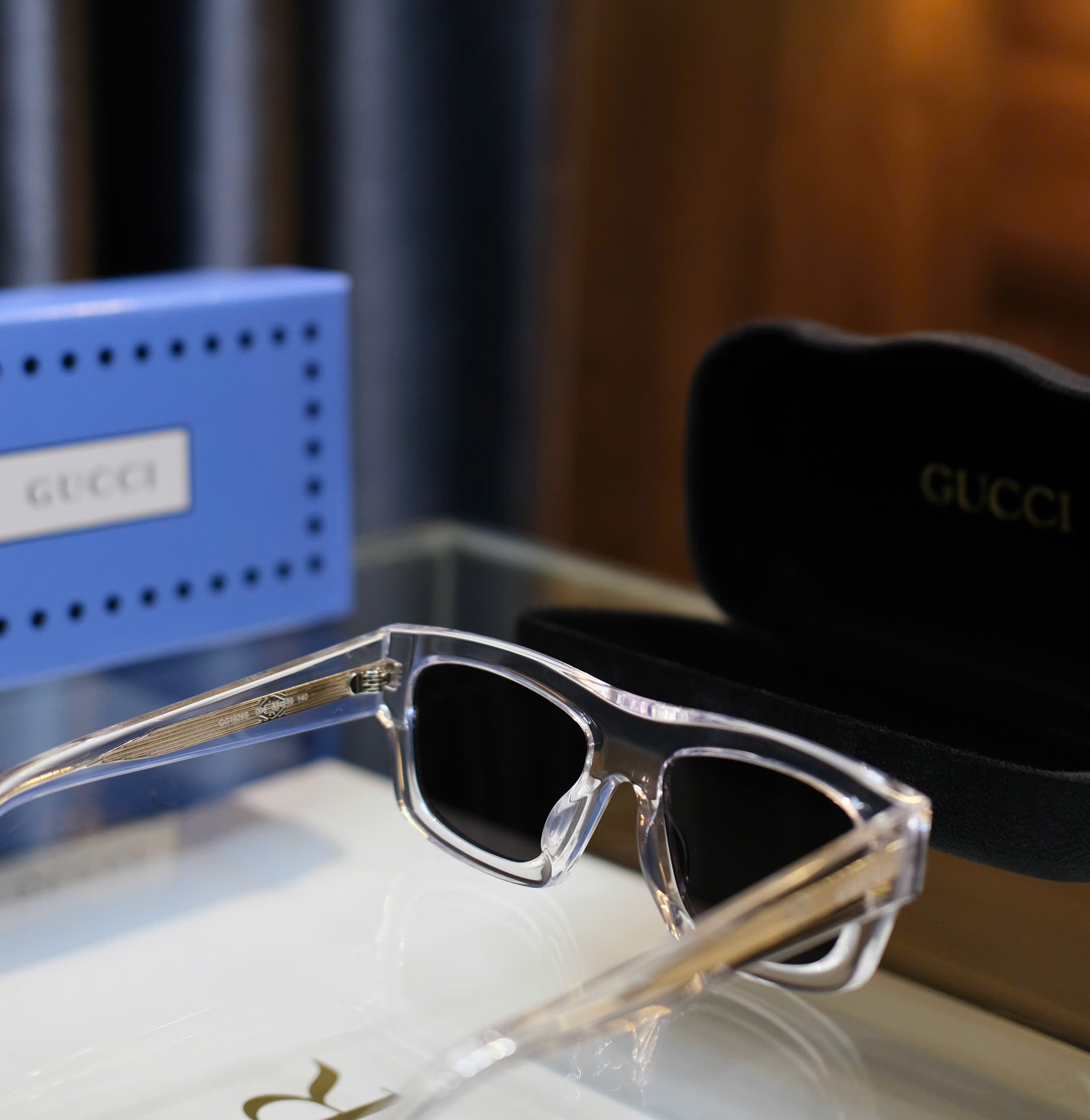 Kính mắt thời trang Gucci Trắng trong mắt Đen Like Auth fullbox DDT