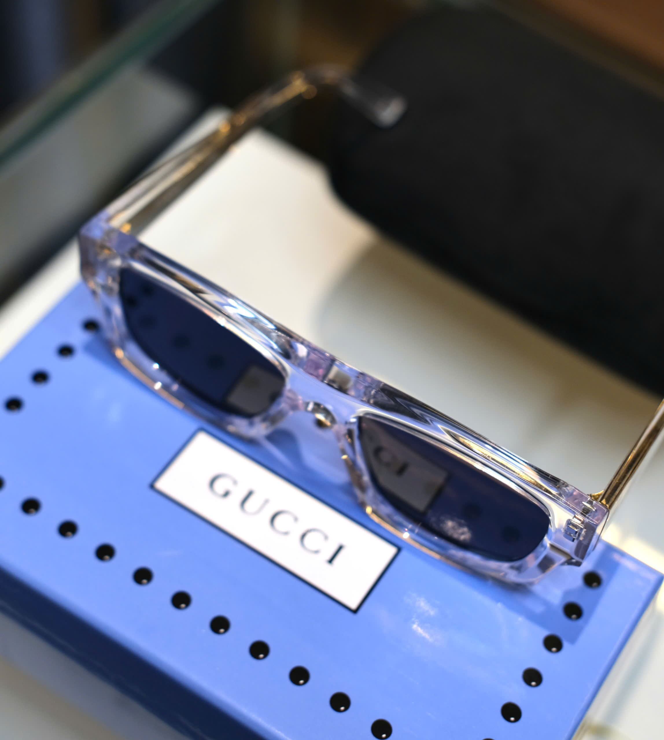 Kính mắt thời trang Gucci Trắng trong mắt Đen Like Auth fullbox DDT