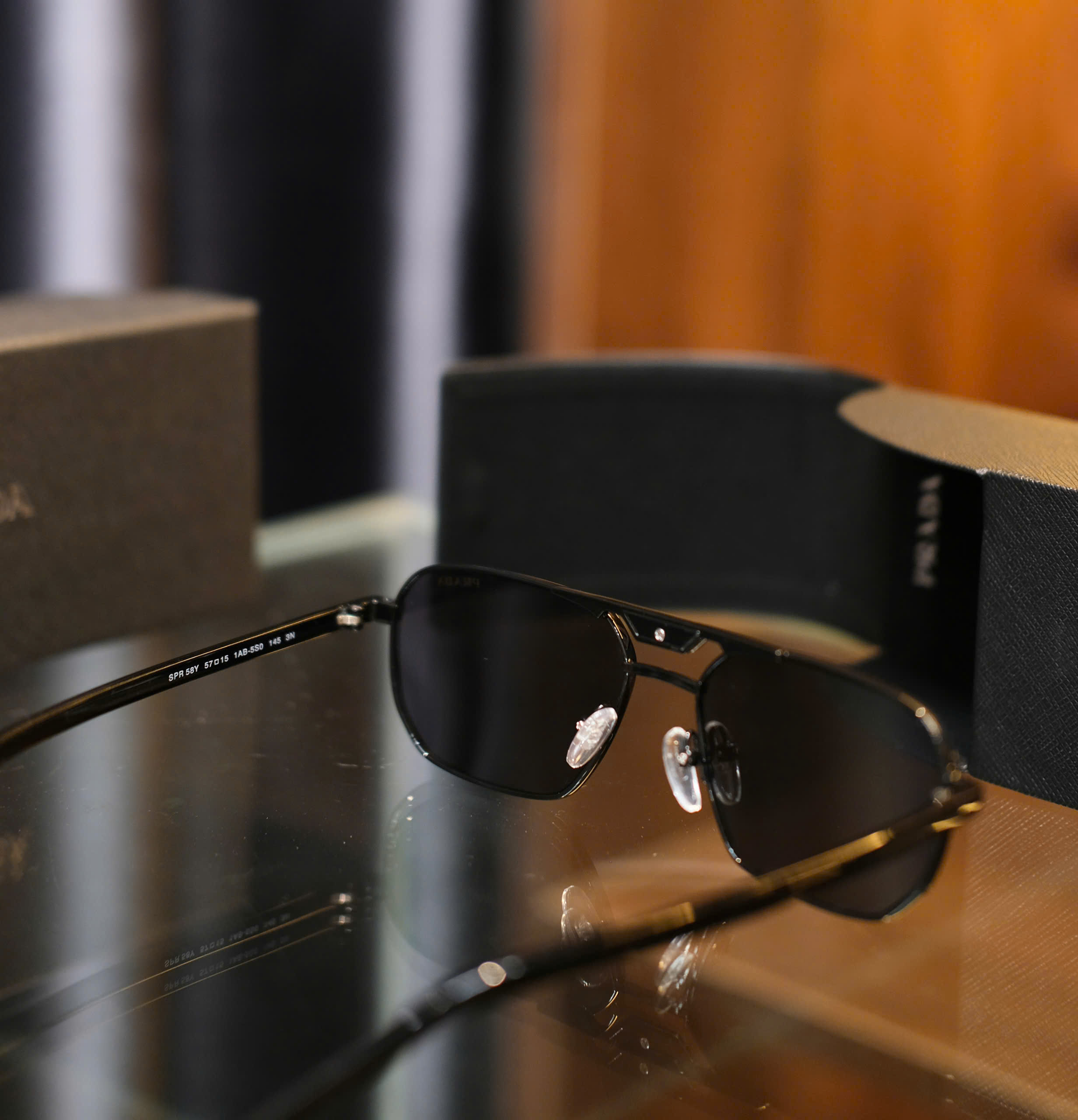 Kính mắt thời trang Prada P Đen gọng kim loại Like Auth fullbox DDT