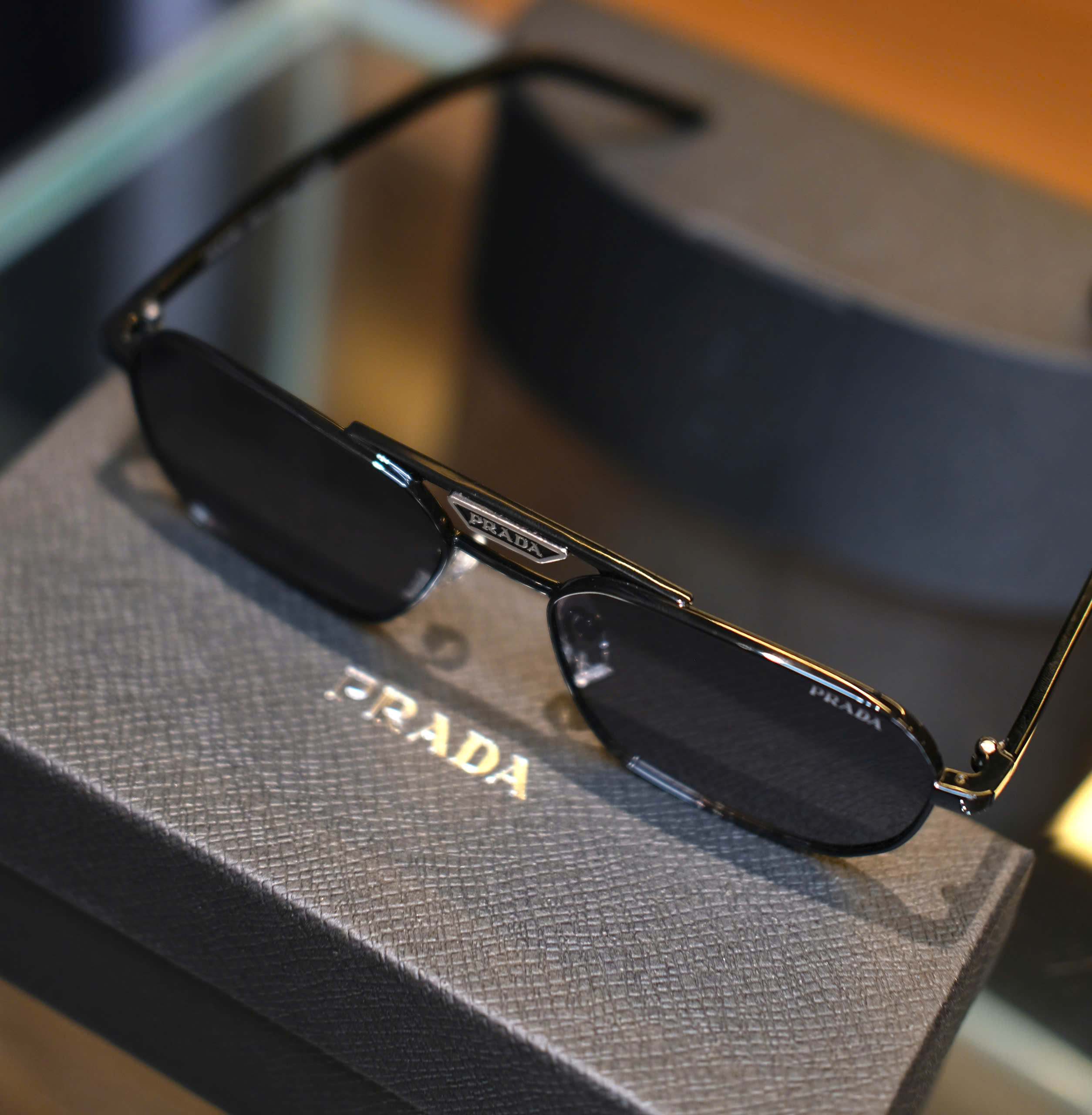 Kính mắt thời trang Prada P Đen gọng kim loại Like Auth fullbox DDT