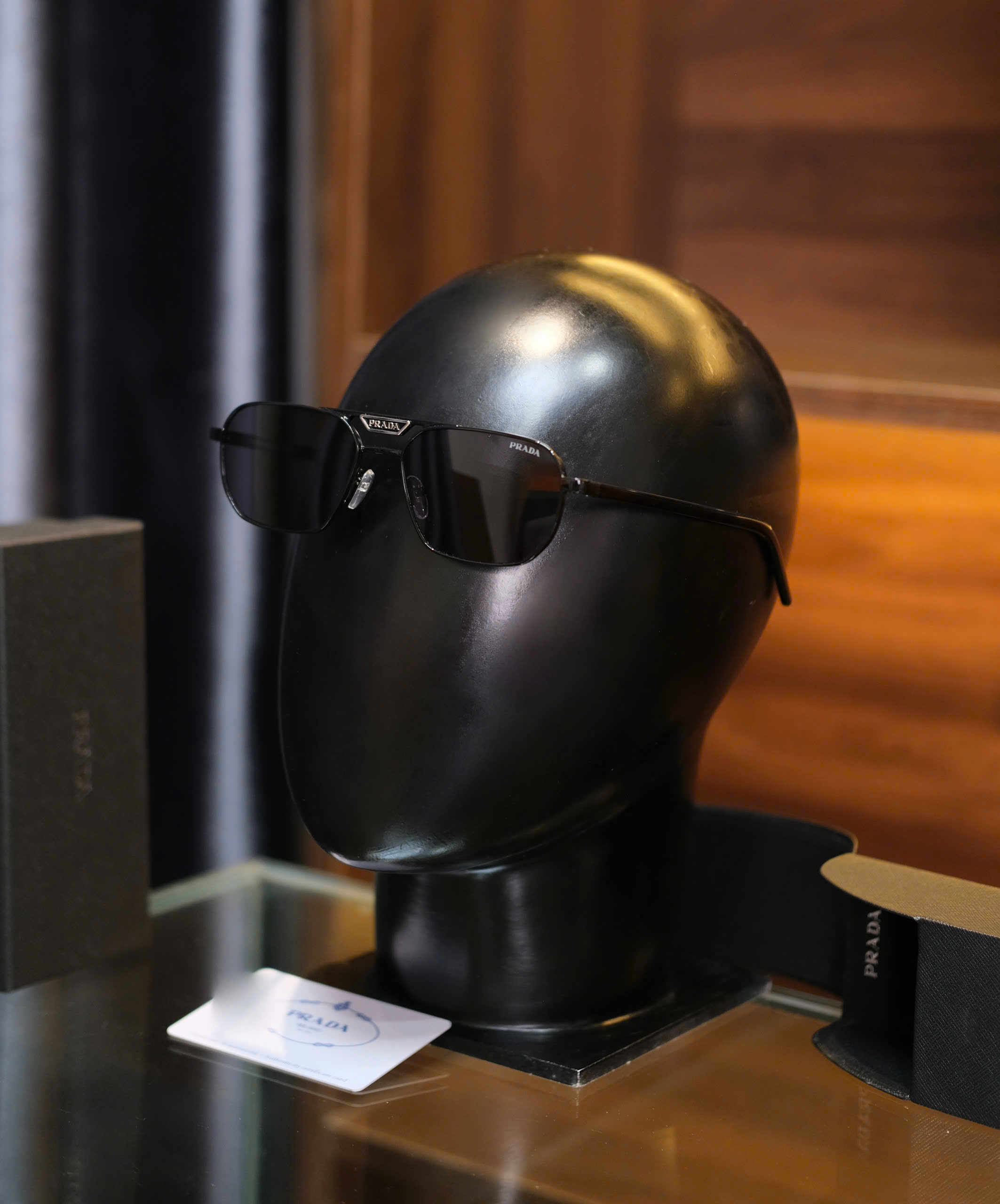 Kính mắt thời trang Prada P Đen gọng kim loại Like Auth fullbox DDT