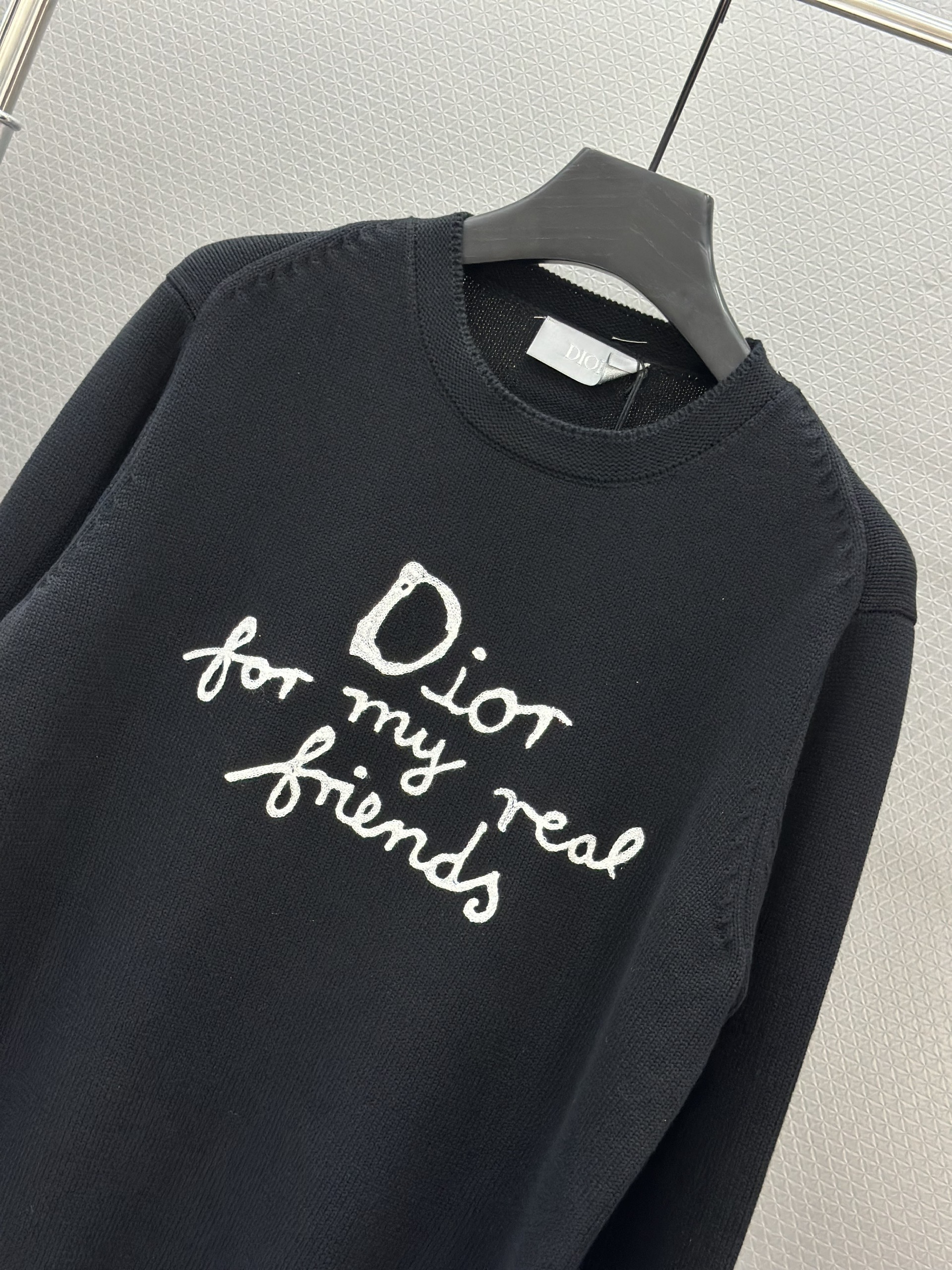 Áo sweater len Dior CD 1330 Đen logo ngực Like Auth XS-L VTN