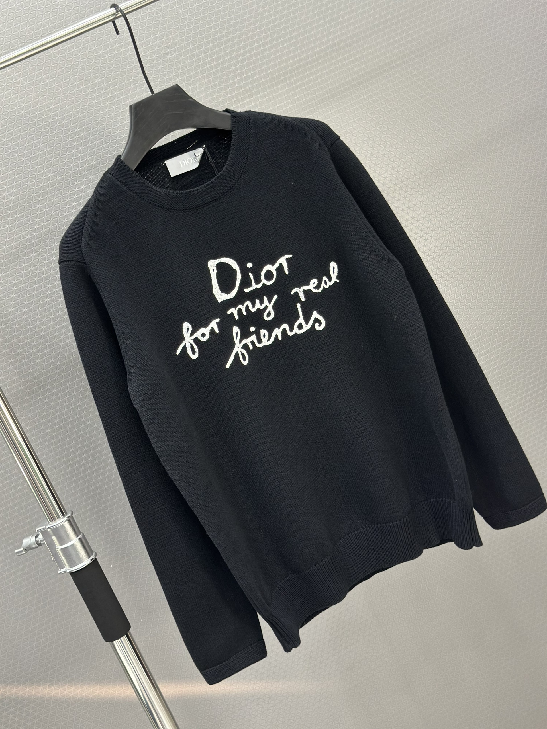 Áo sweater len Dior CD 1330 Đen logo ngực Like Auth XS-L VTN