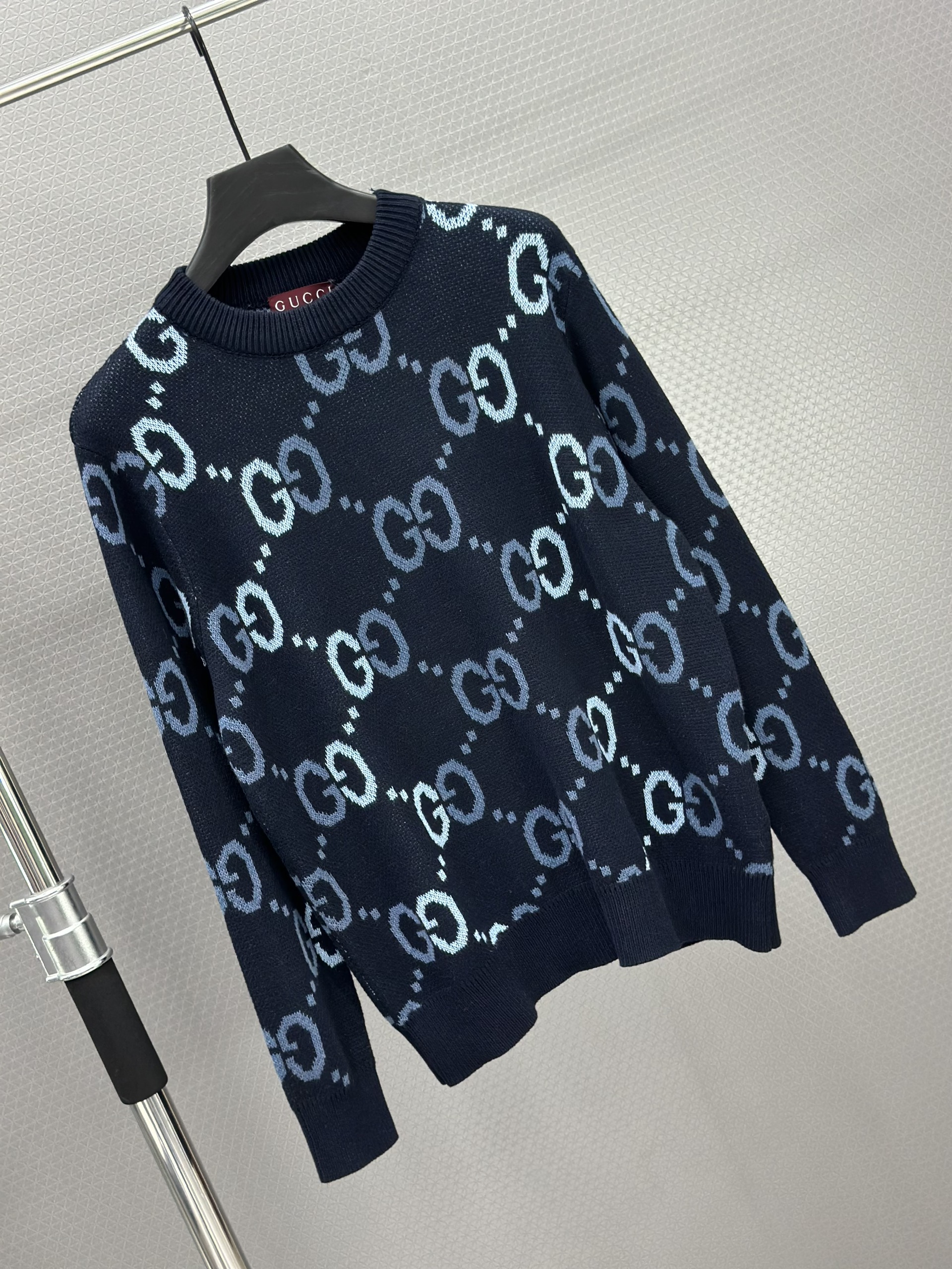 Áo sweater len Gucci GC 1348 Xanh than monogram Like Auth XS-L VTN