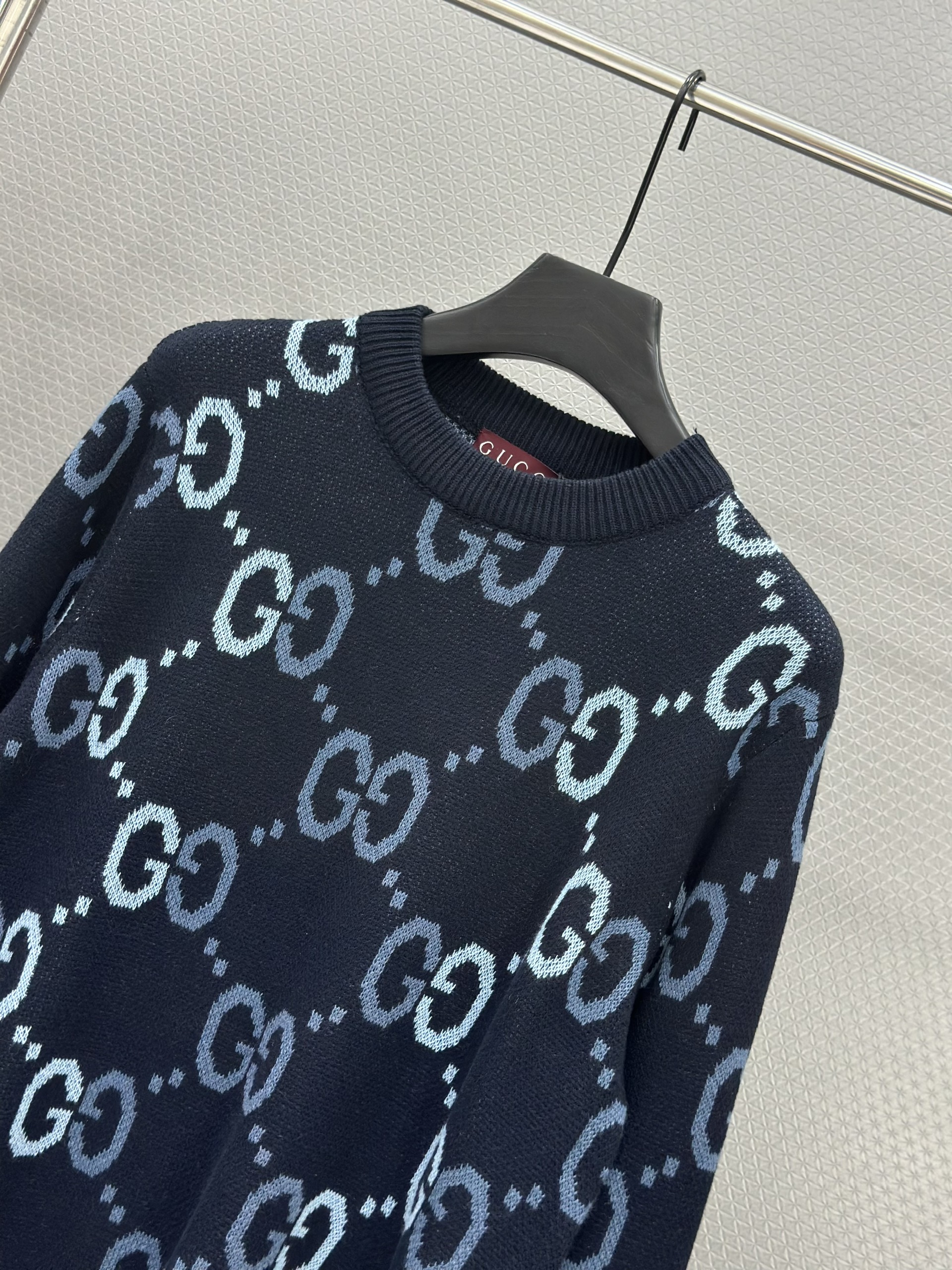 Áo sweater len Gucci GC 1348 Xanh than monogram Like Auth XS-L VTN