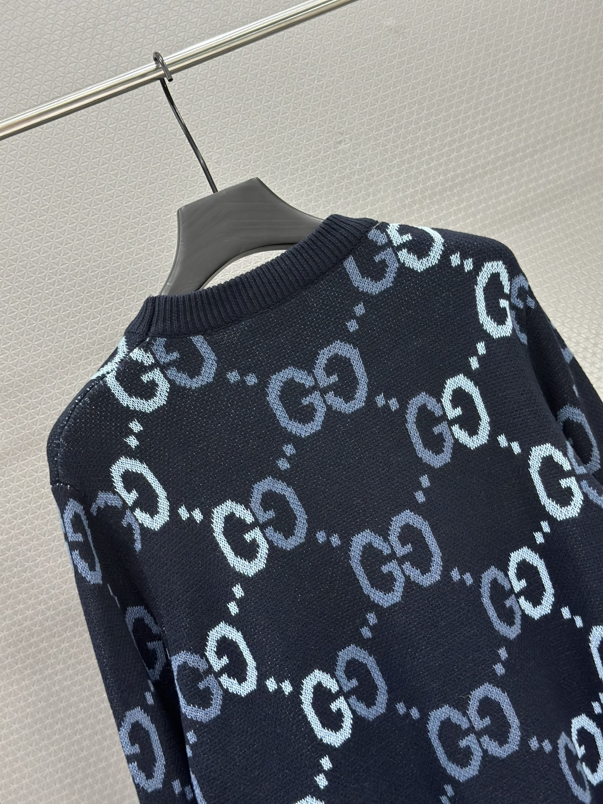 Áo sweater len Gucci GC 1348 Xanh than monogram Like Auth XS-L VTN